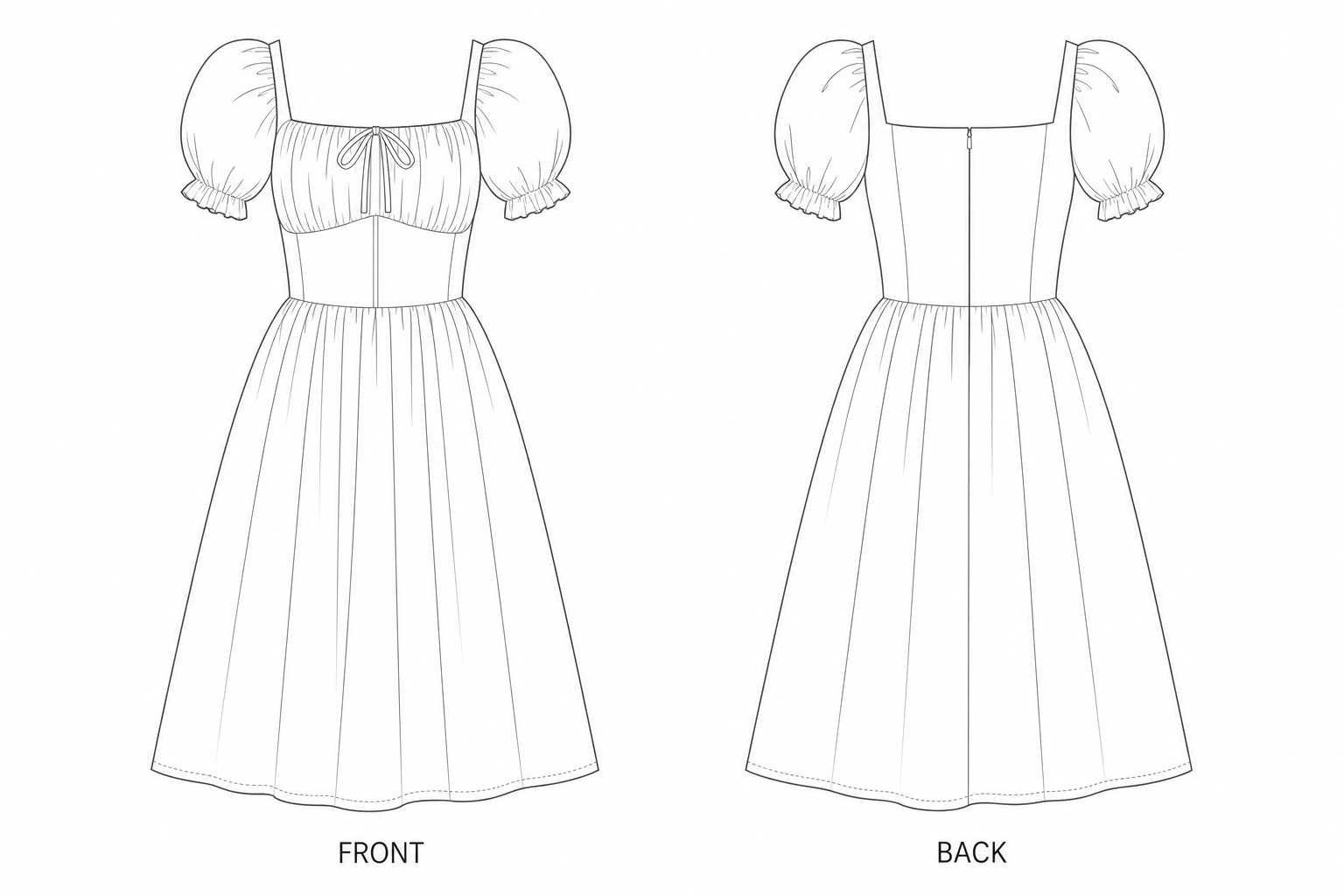 pattern-1076 front and back technical drawing