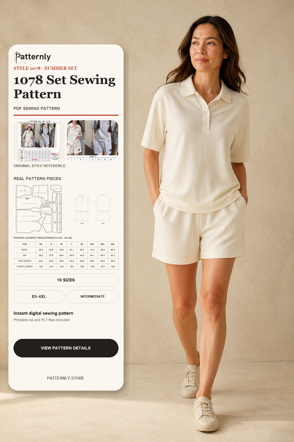 Polo Shirt and Shorts Set Sewing Pattern 1078 cover