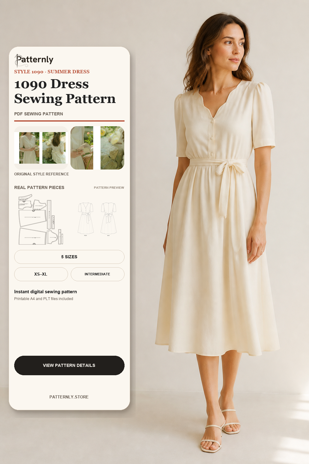 Vintage Dress Sewing Pattern 1090 cover