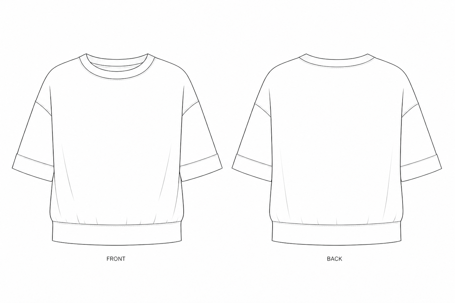 1099 Top Sewing Pattern | Women's color-block summer top front and back technical drawing
