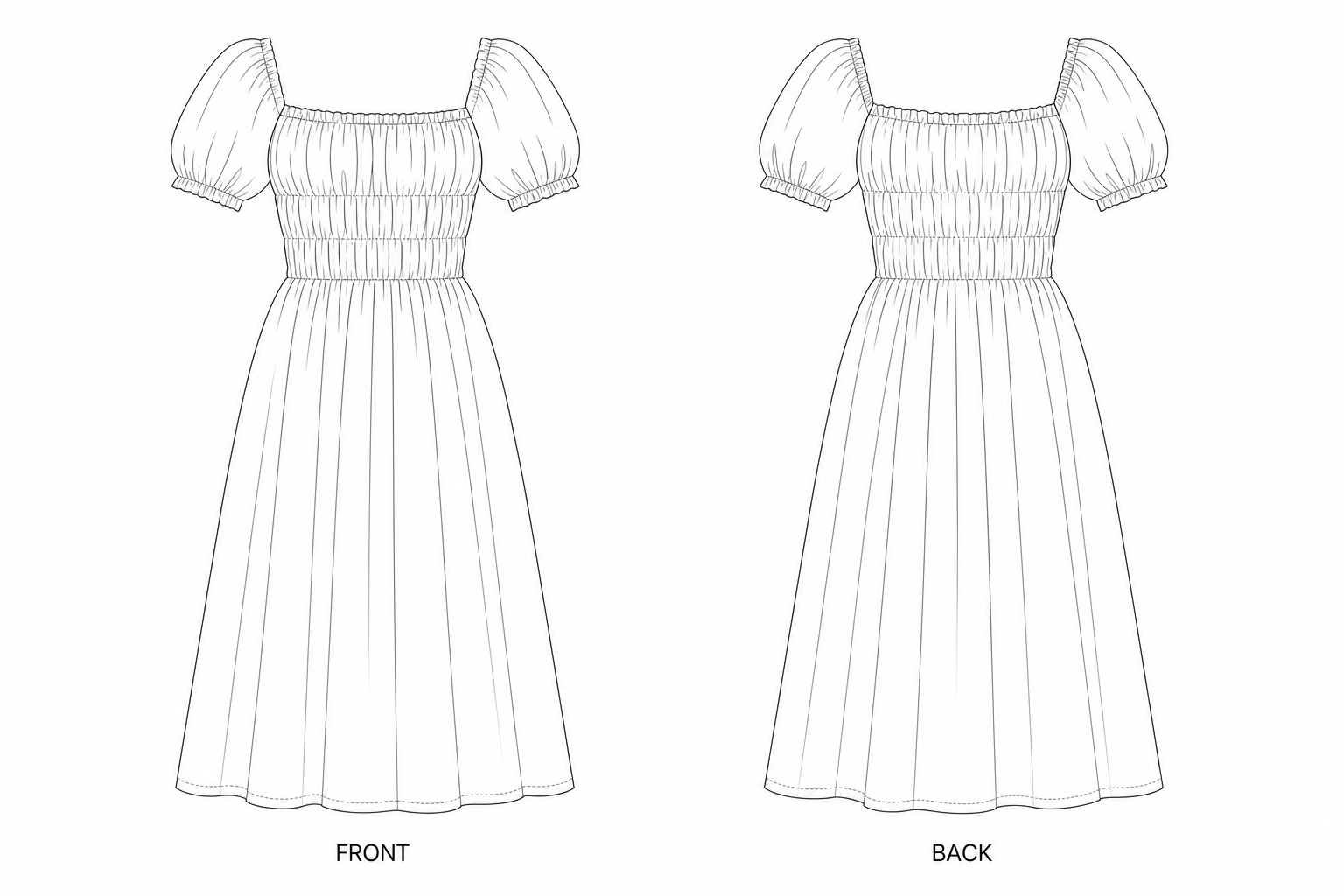 pattern-1111 front and back technical drawing