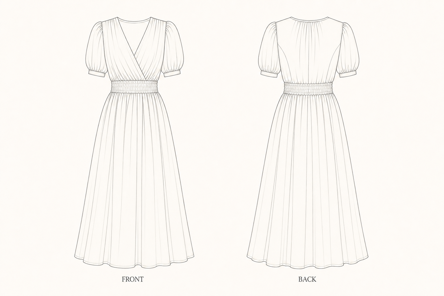 pattern-1145 front and back technical drawing