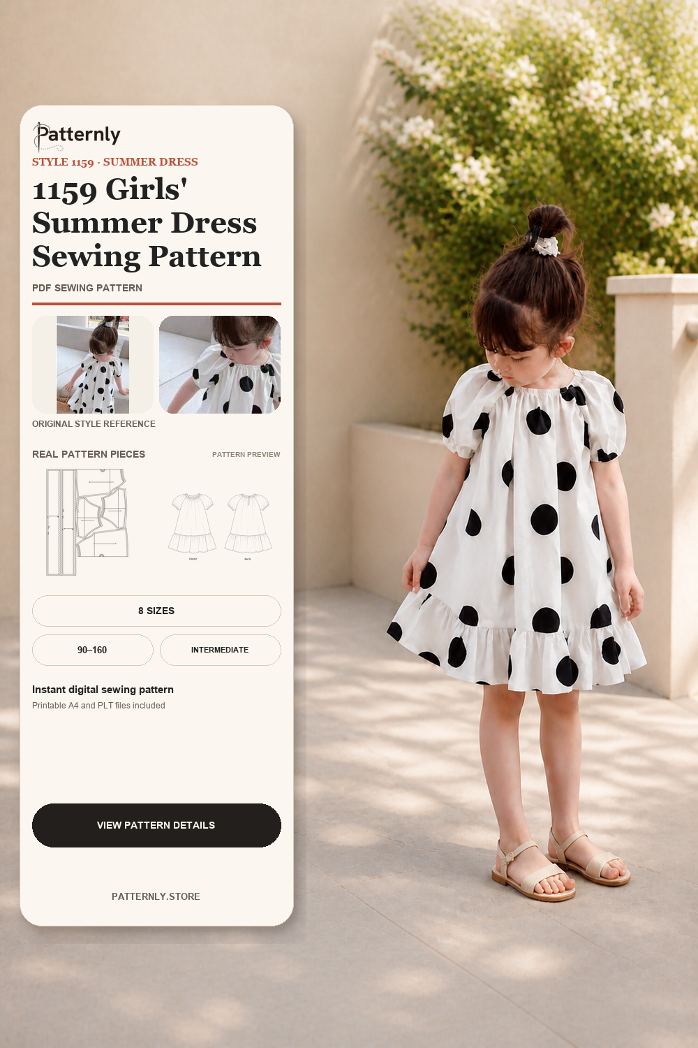 1159 Girls' Summer Dress Sewing Pattern cover