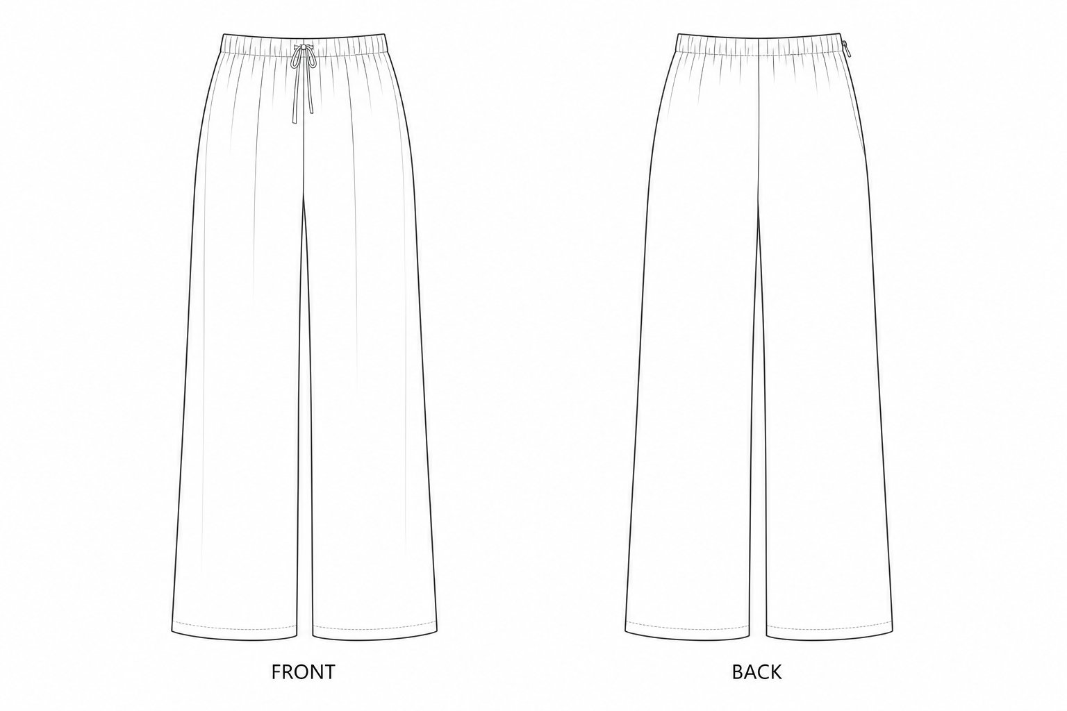 1177 Pants Sewing Pattern front and back technical drawing