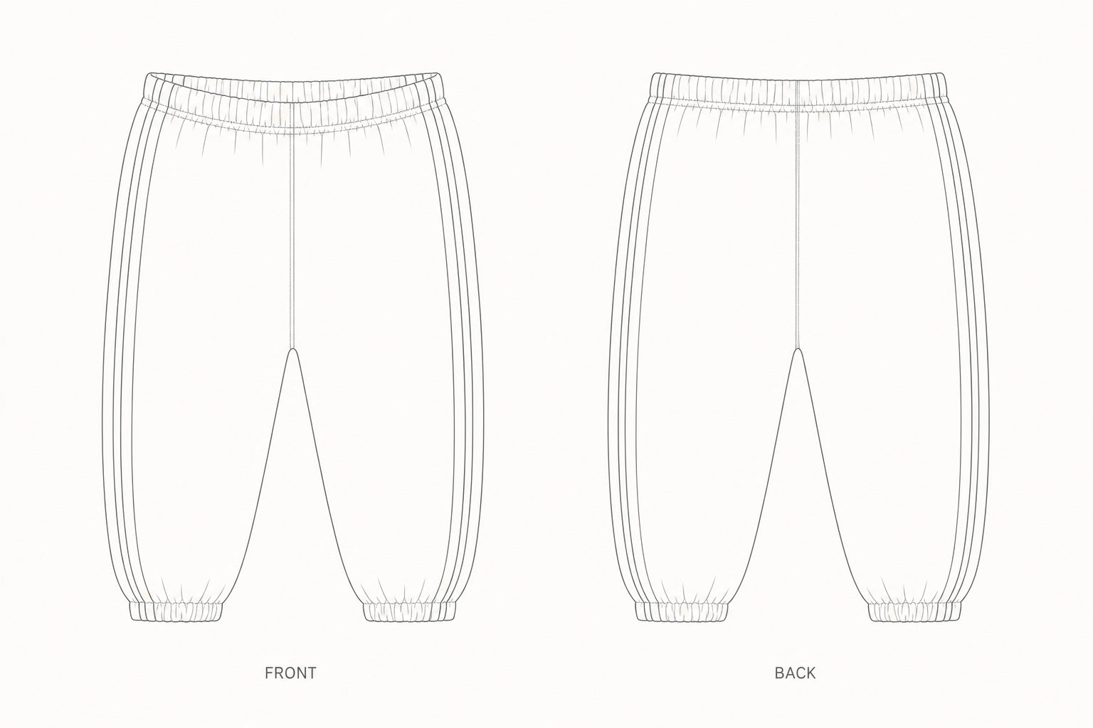 119 Pants Sewing Pattern front and back technical drawing