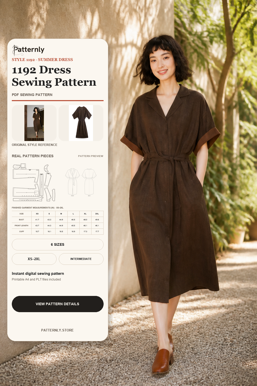 Vintage Tailored-Collar Dress Sewing Pattern 1192 cover