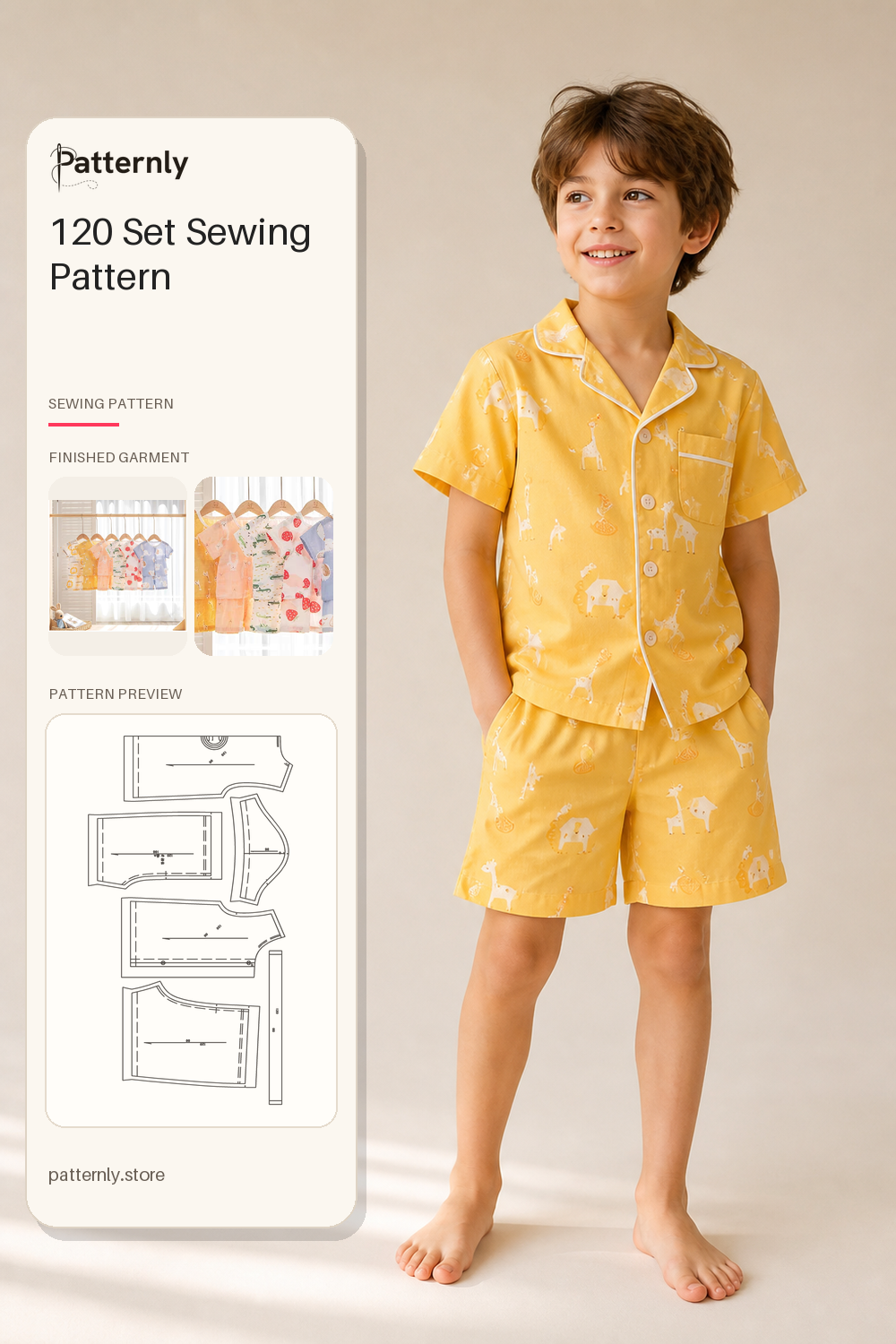 Children's Short-Sleeve Pajama Set Sewing Pattern 120 cover