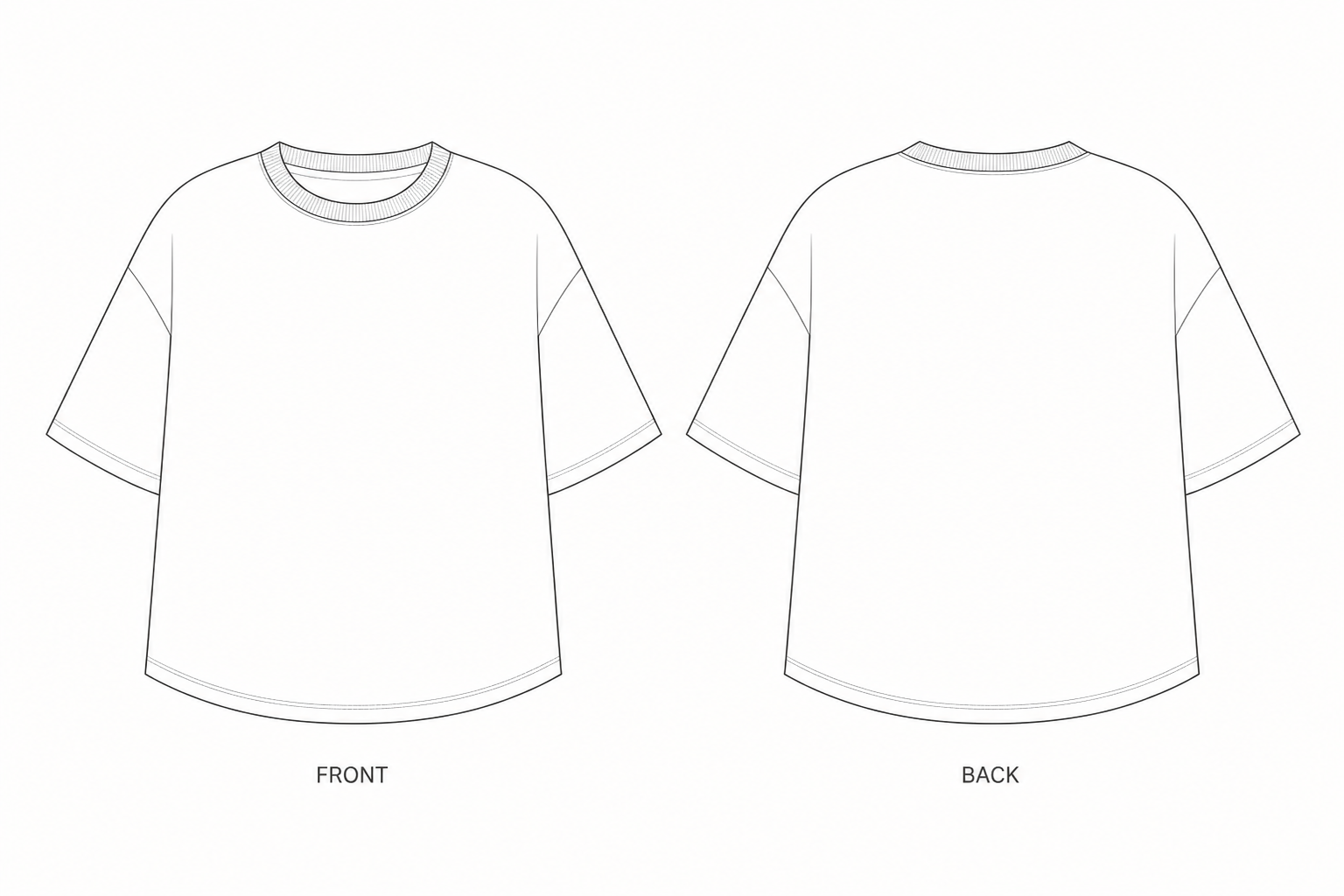 124 T-shirt Sewing Pattern | Kids Daisy Back T-shirt front and back technical drawing