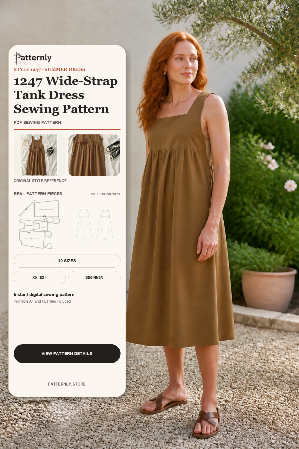 1247 Wide-Strap Tank Dress Sewing Pattern cover