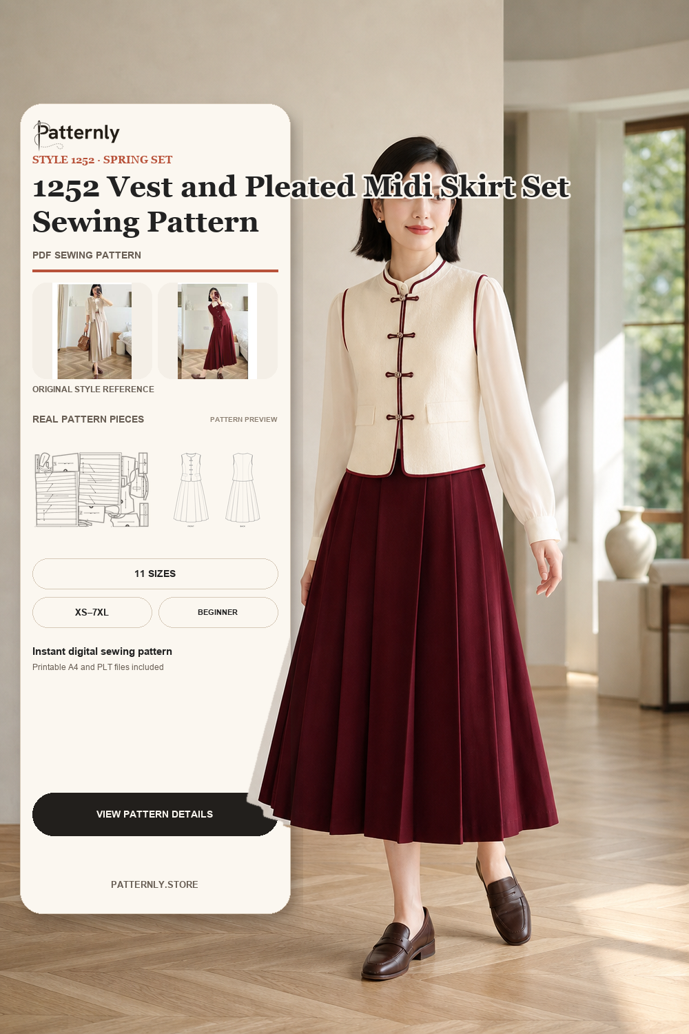 1252 Vest and Pleated Midi Skirt Set Sewing Pattern cover