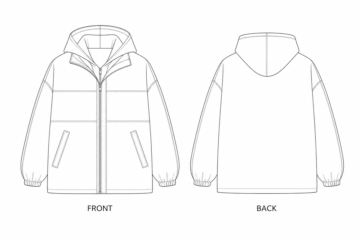 pattern-1280 front and back technical drawing