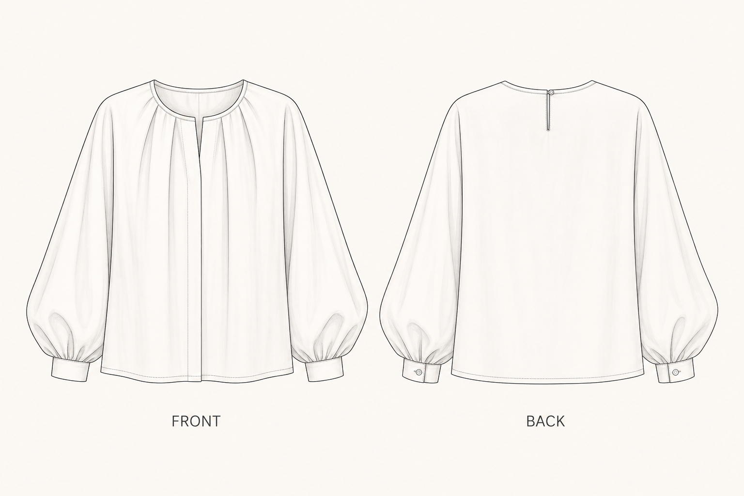 pattern-1294 front and back technical drawing