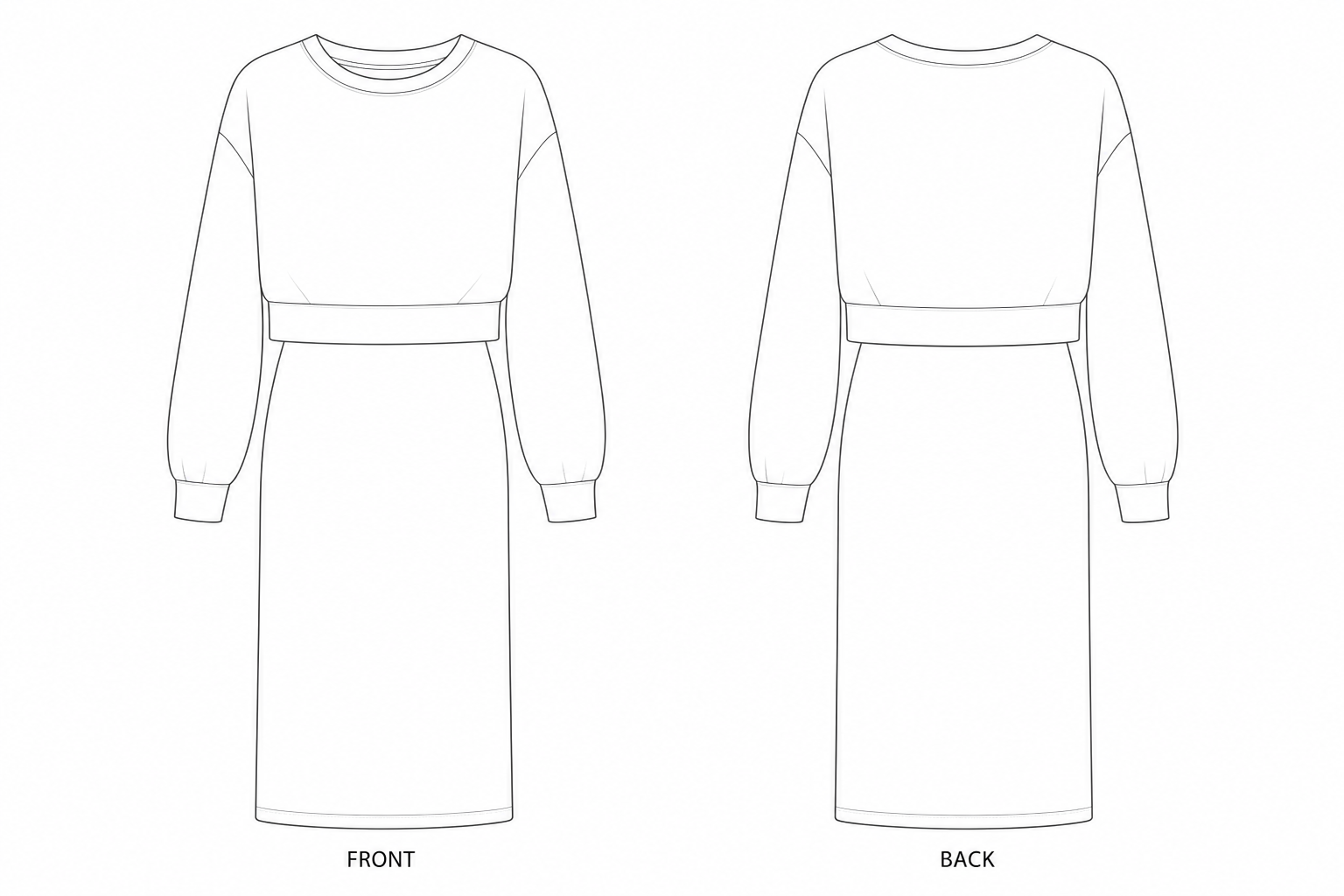 pattern-1296 front and back technical drawing
