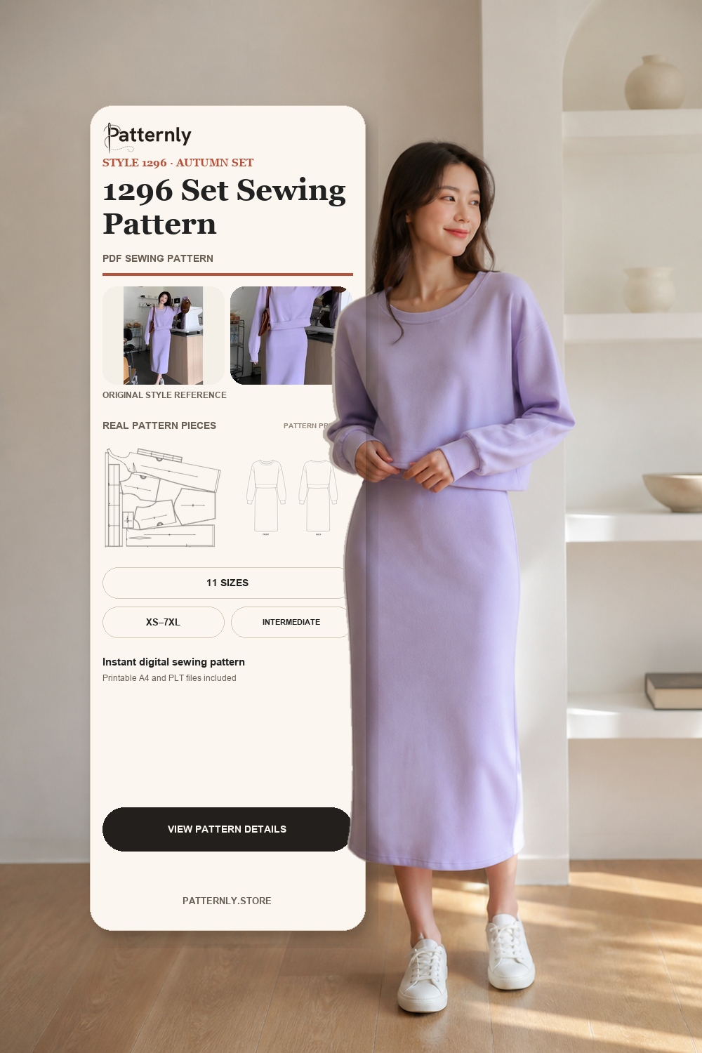 Sweatshirt and Halter Dress Set Sewing Pattern 1296 cover