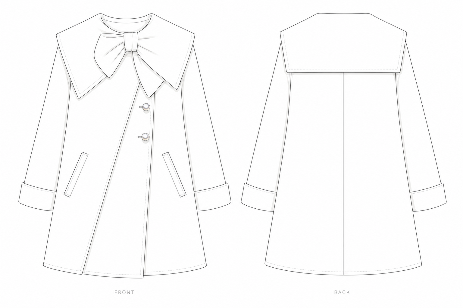pattern-1299 front and back technical drawing