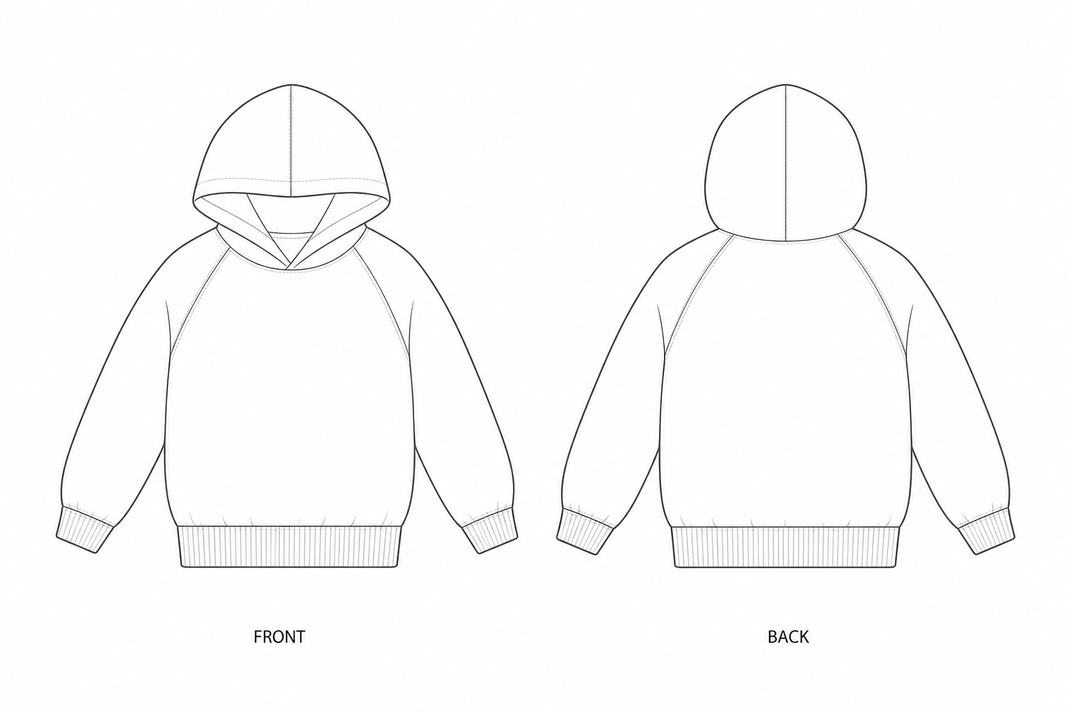 131 Sweatshirt Sewing Pattern front and back technical drawing