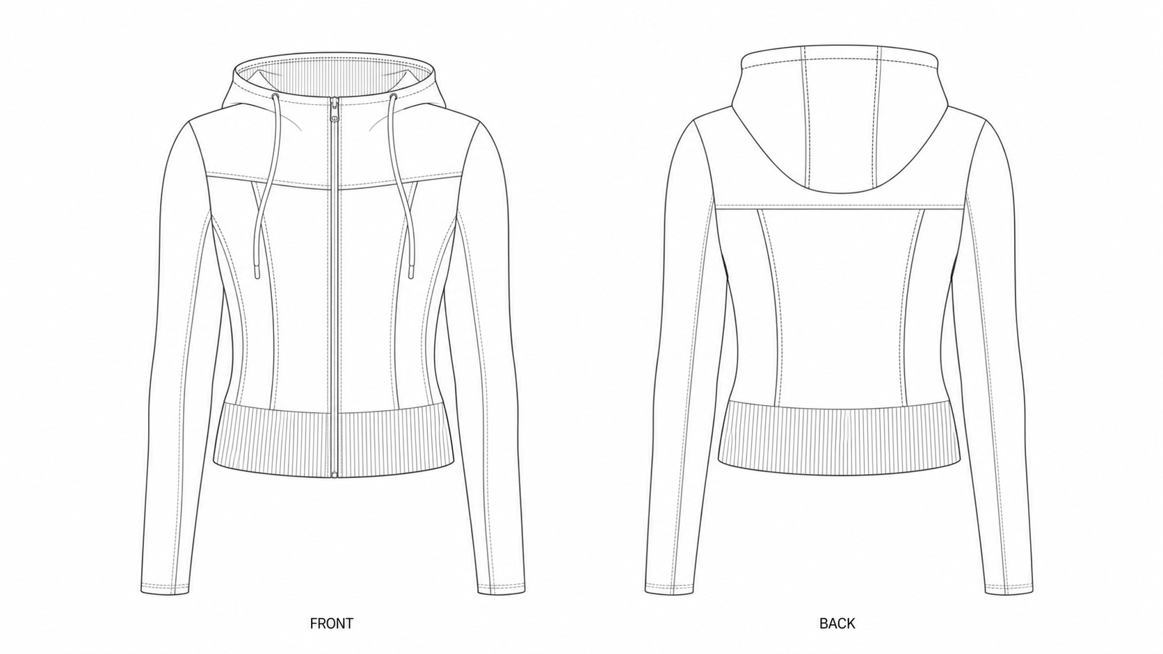 1310 Sweatshirt Sewing Pattern front and back technical drawing