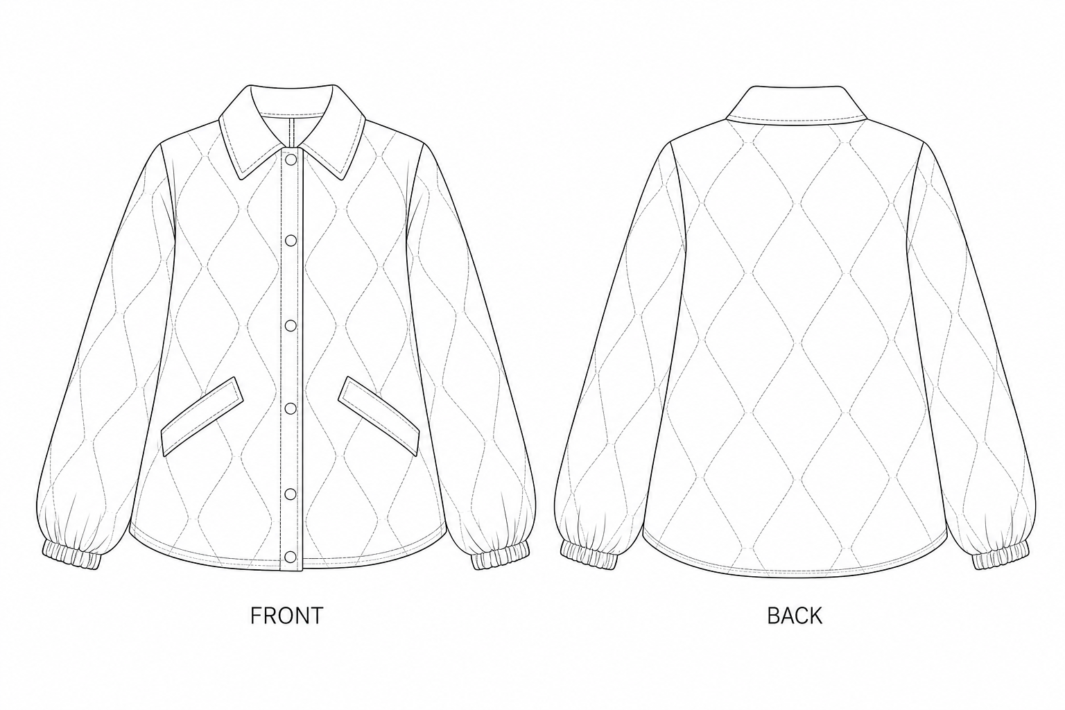 pattern-1335 front and back technical drawing