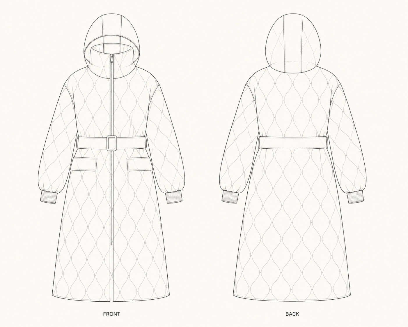 pattern-1340 front and back technical drawing