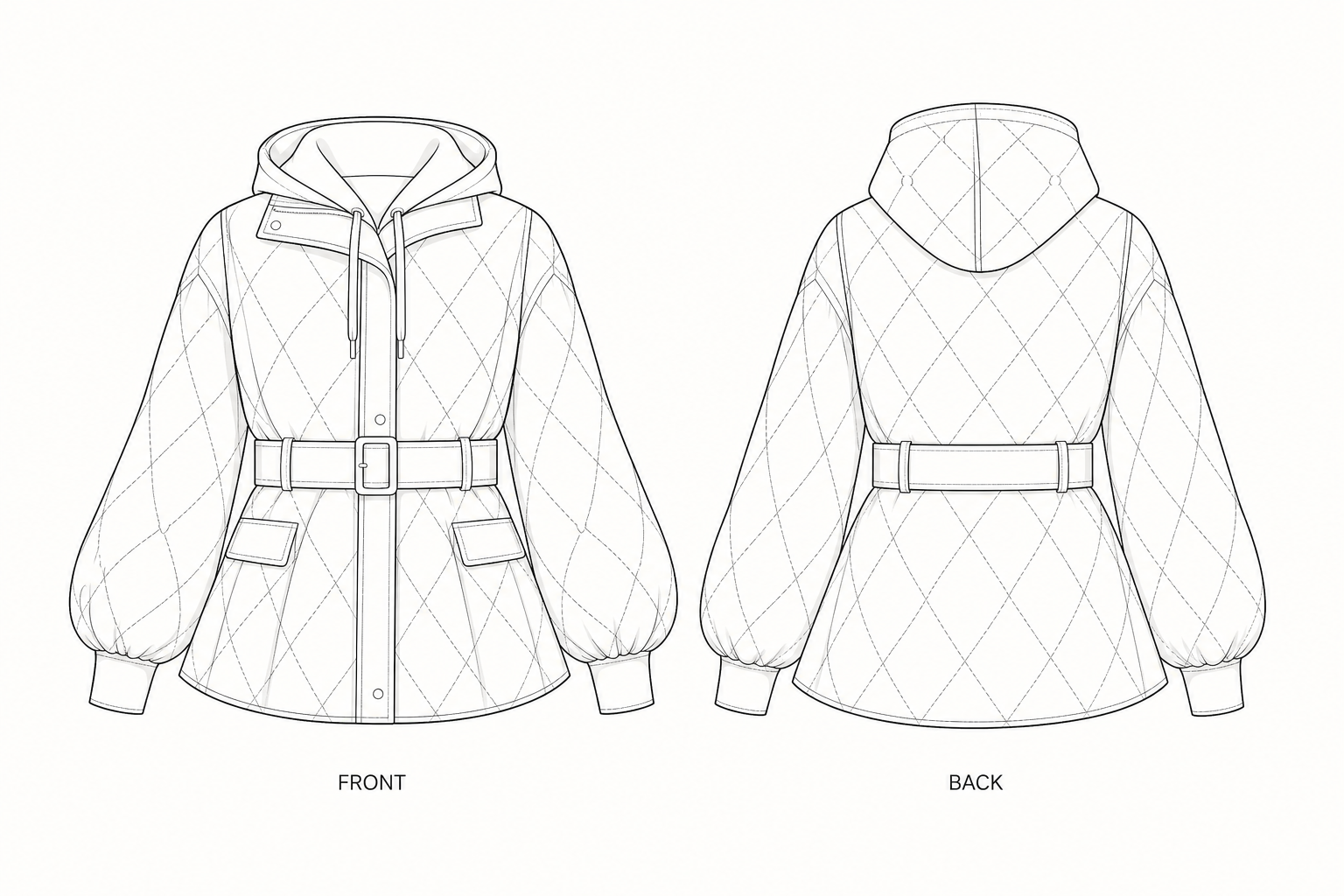 pattern-1345 front and back technical drawing