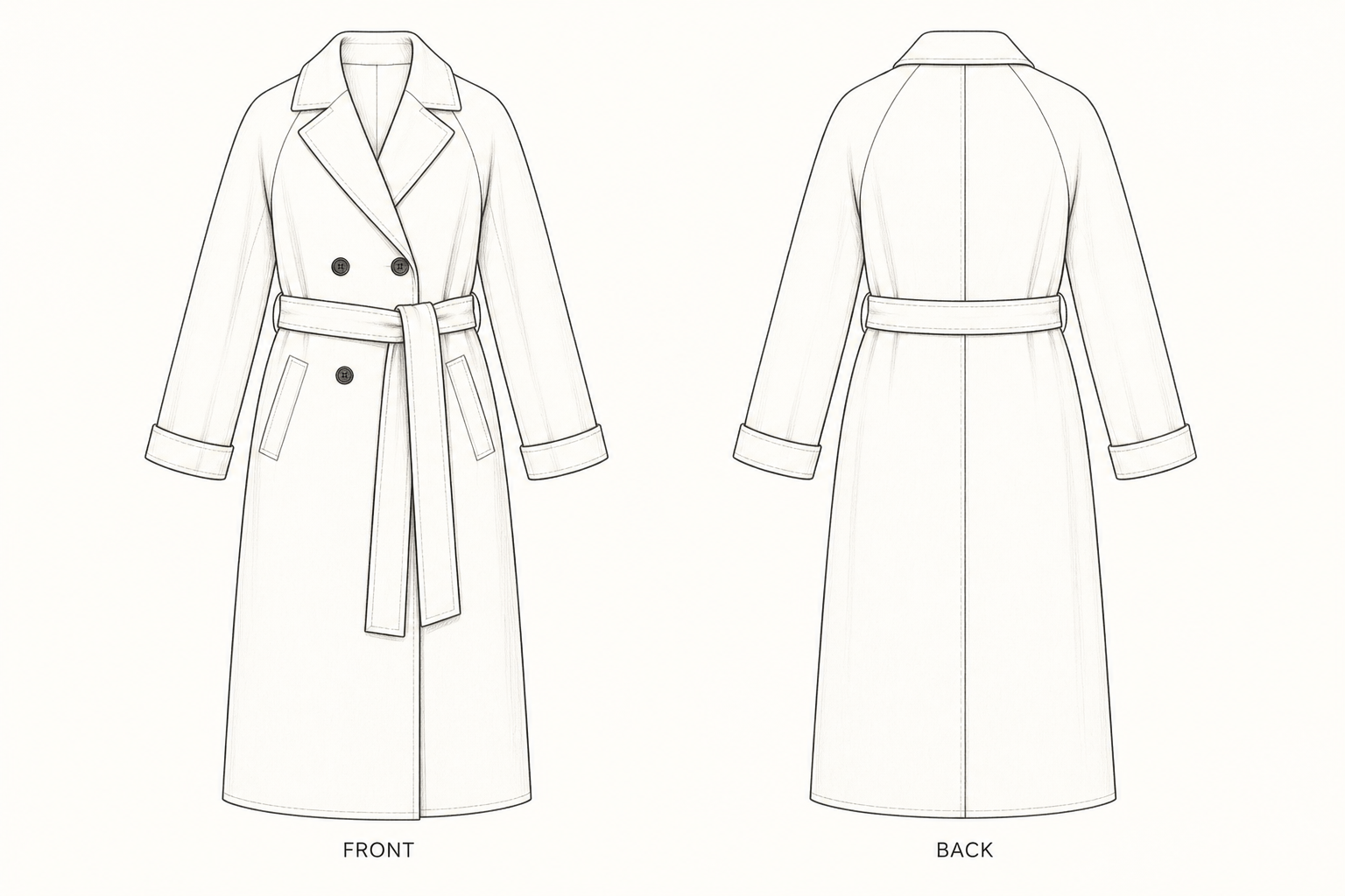 pattern-1349 front and back technical drawing