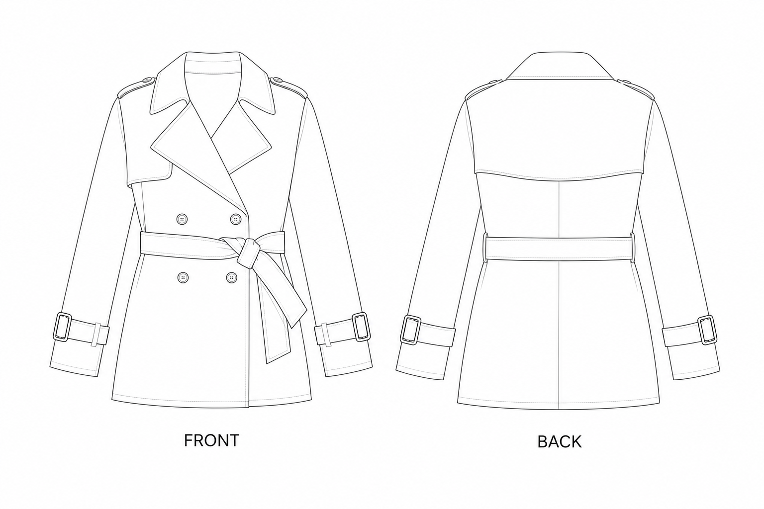 pattern-1358 front and back technical drawing