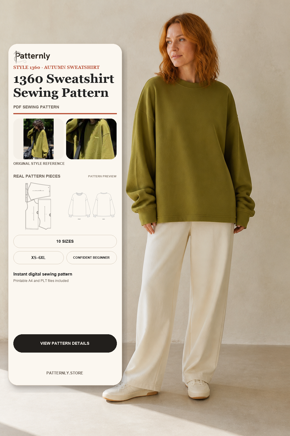 Classic Casual Sweatshirt Sewing Pattern 1360 cover