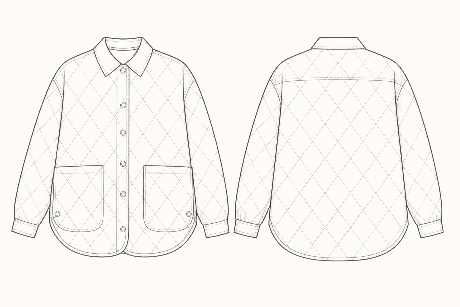 pattern-1361 front and back technical drawing