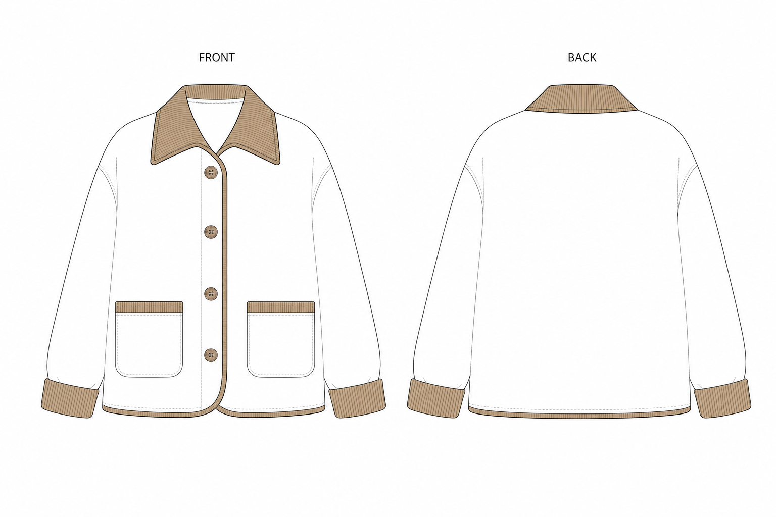 pattern-1374 front and back technical drawing