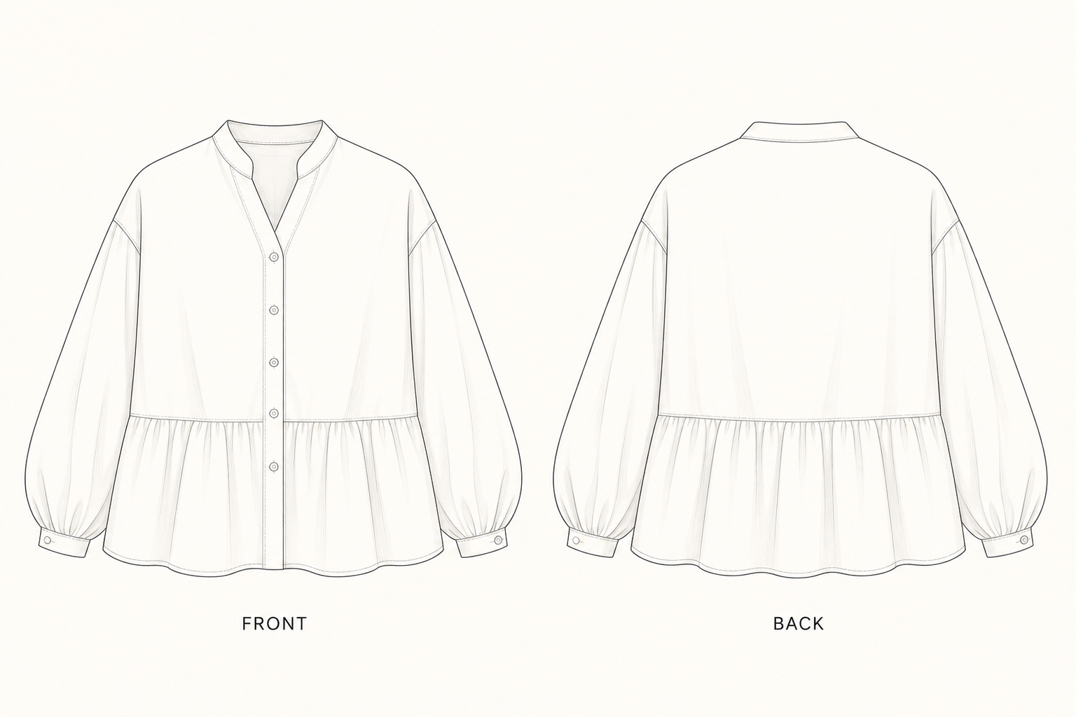 pattern-1381 front and back technical drawing