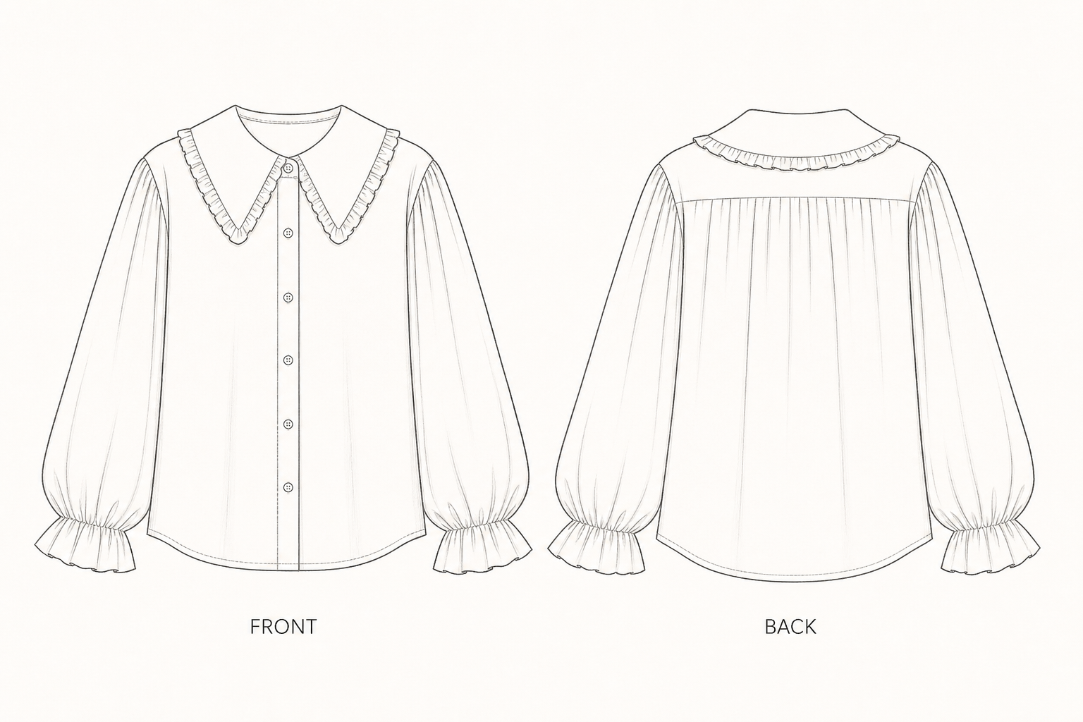 pattern-1386 front and back technical drawing