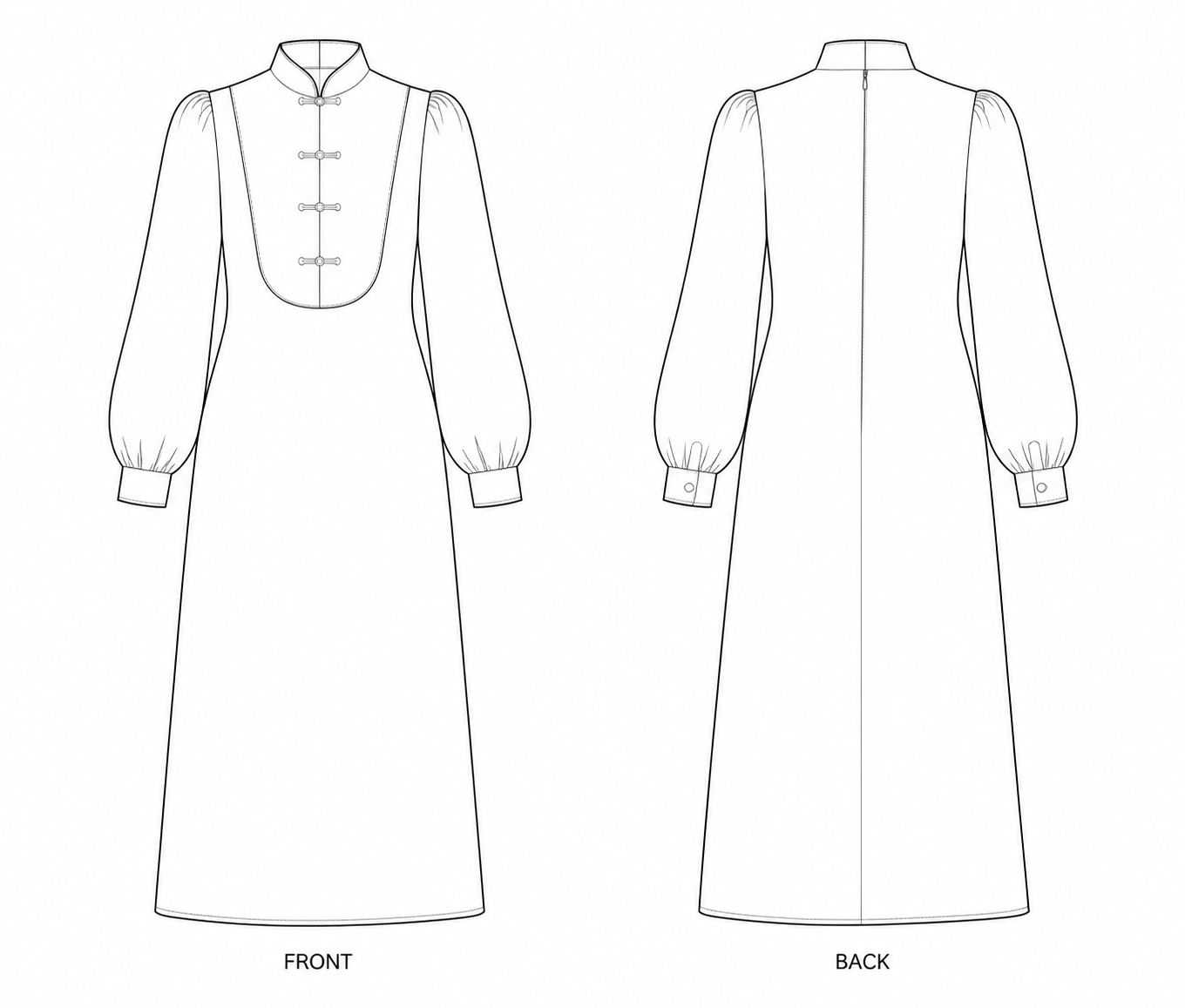pattern-1389 front and back technical drawing