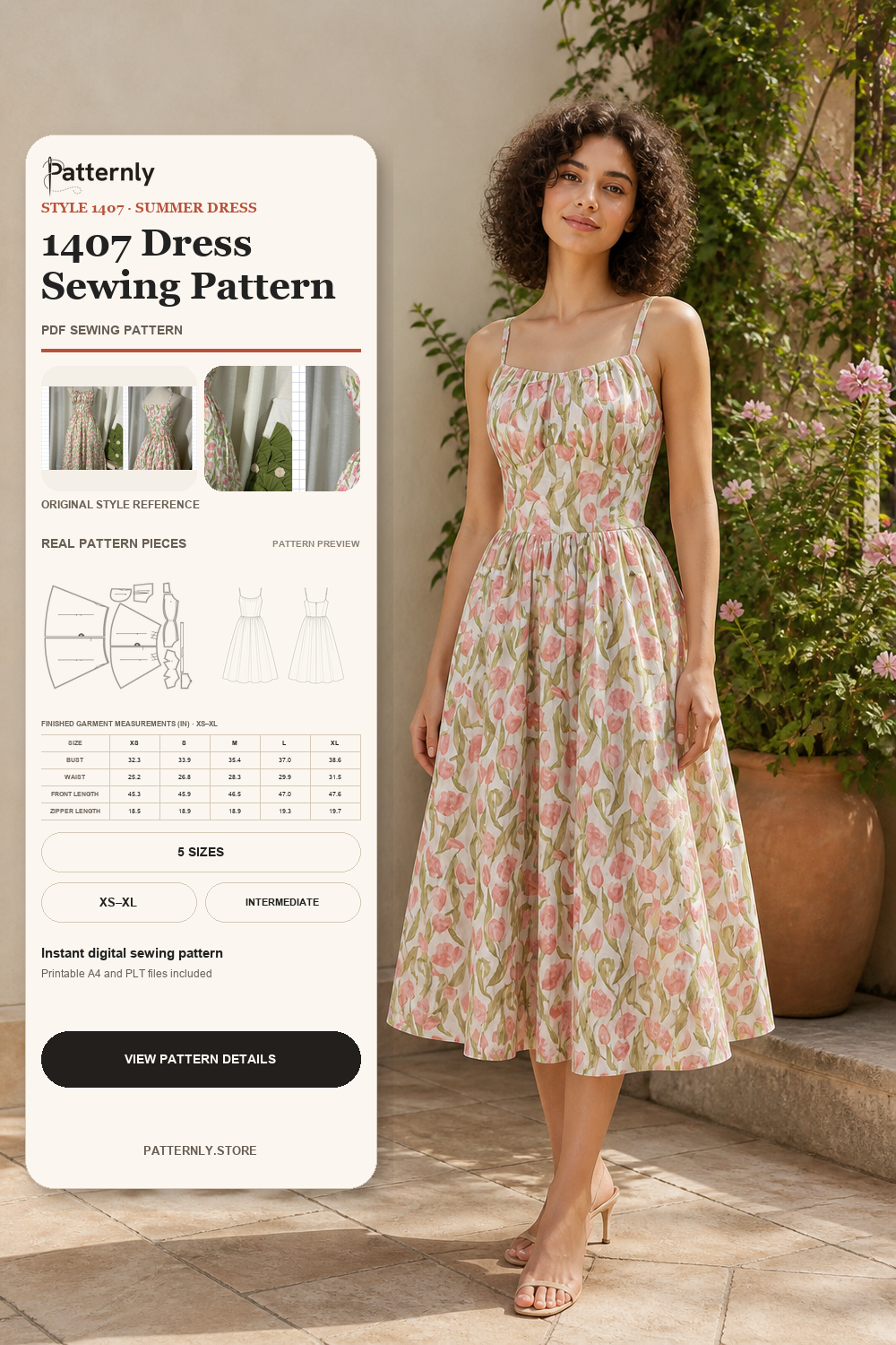Tulip Camisole Dress Sewing Pattern 1407 cover