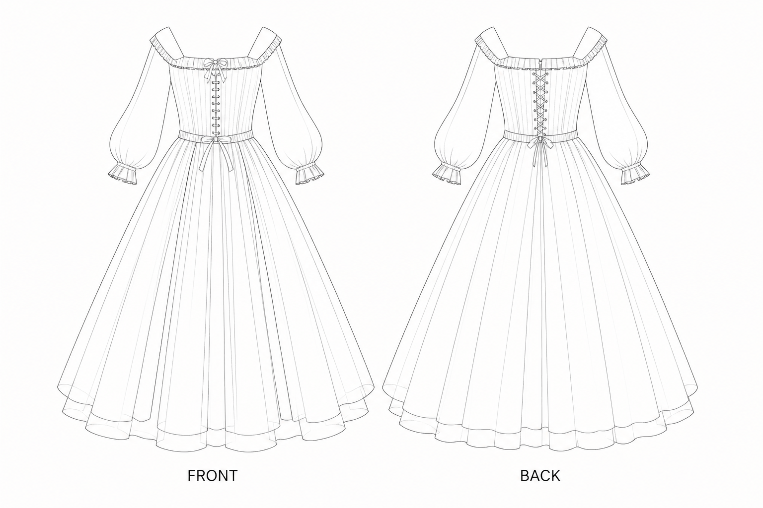 pattern-1411 front and back technical drawing
