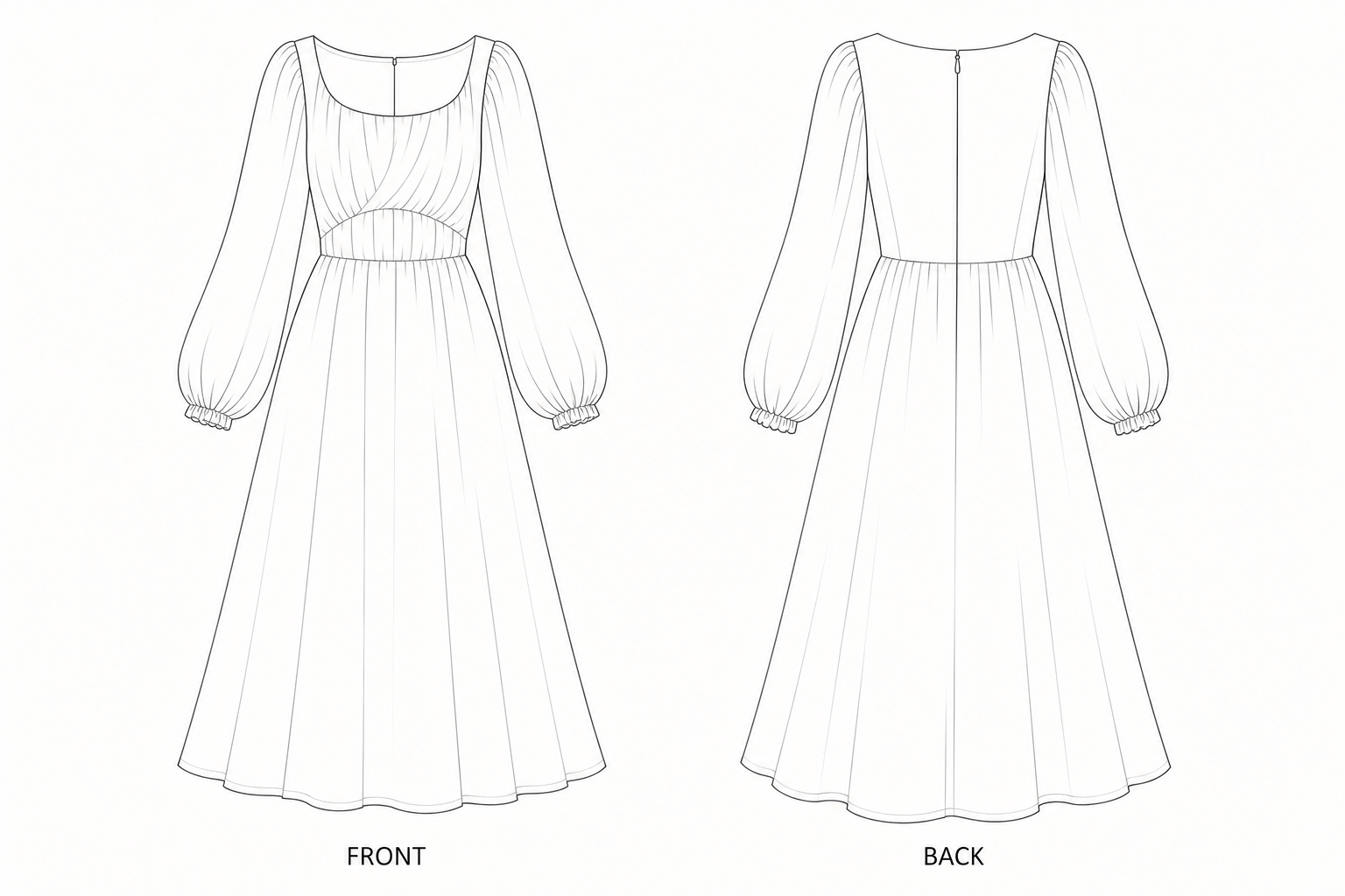 pattern-1417 front and back technical drawing