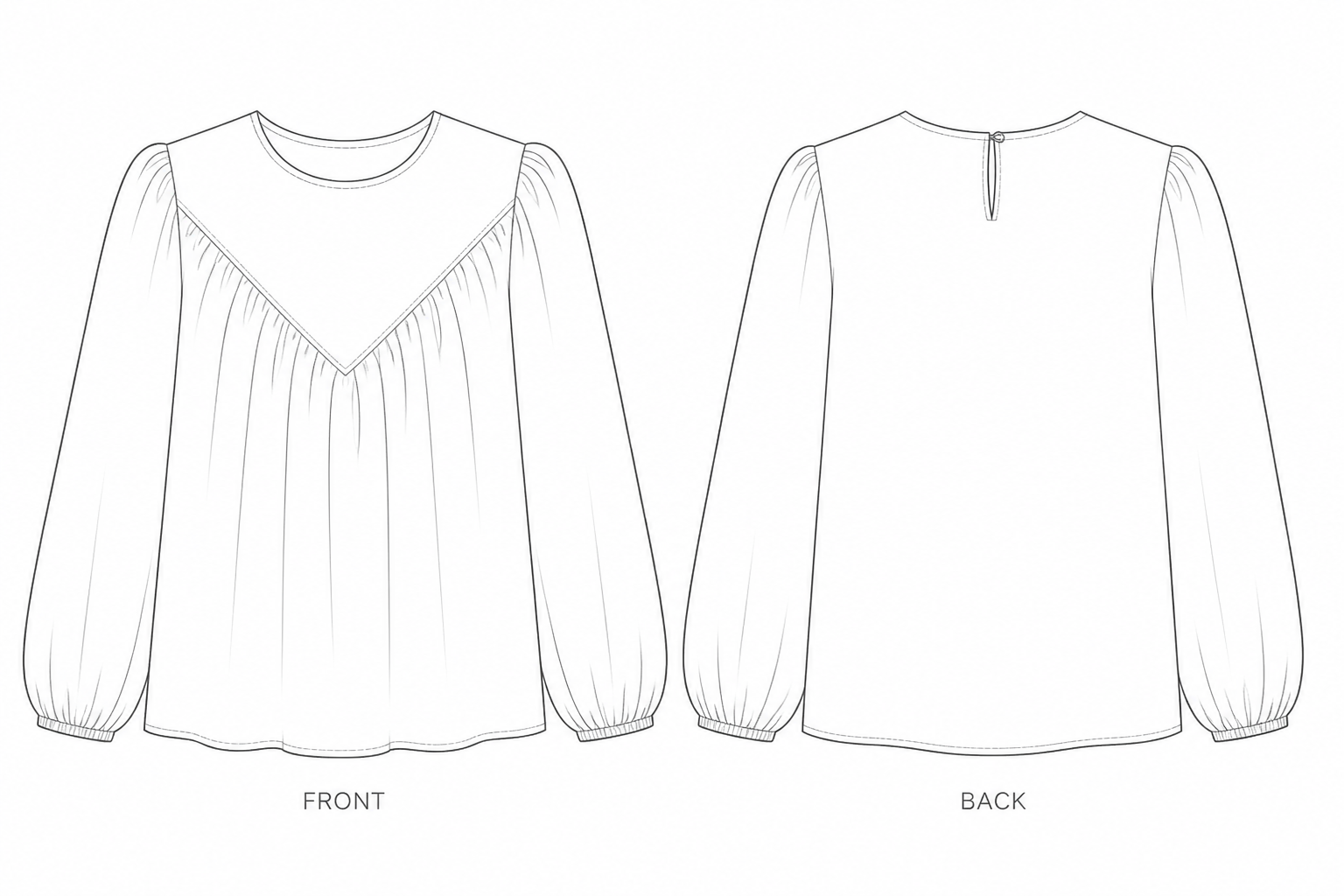 pattern-1418 front and back technical drawing