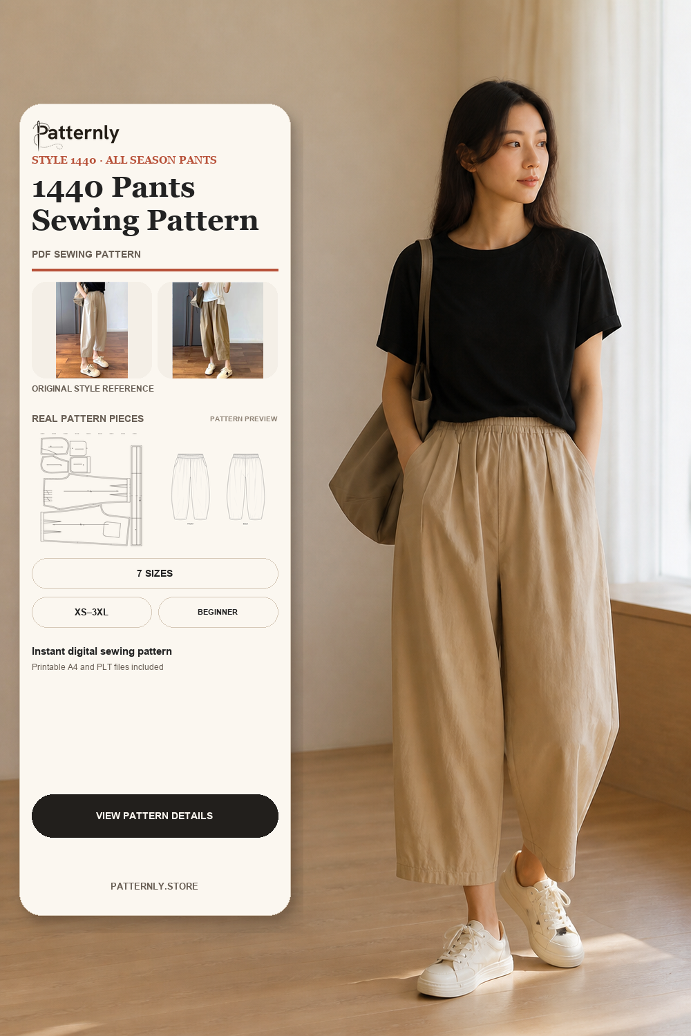 Casual Tapered Pants Sewing Pattern 1440 cover