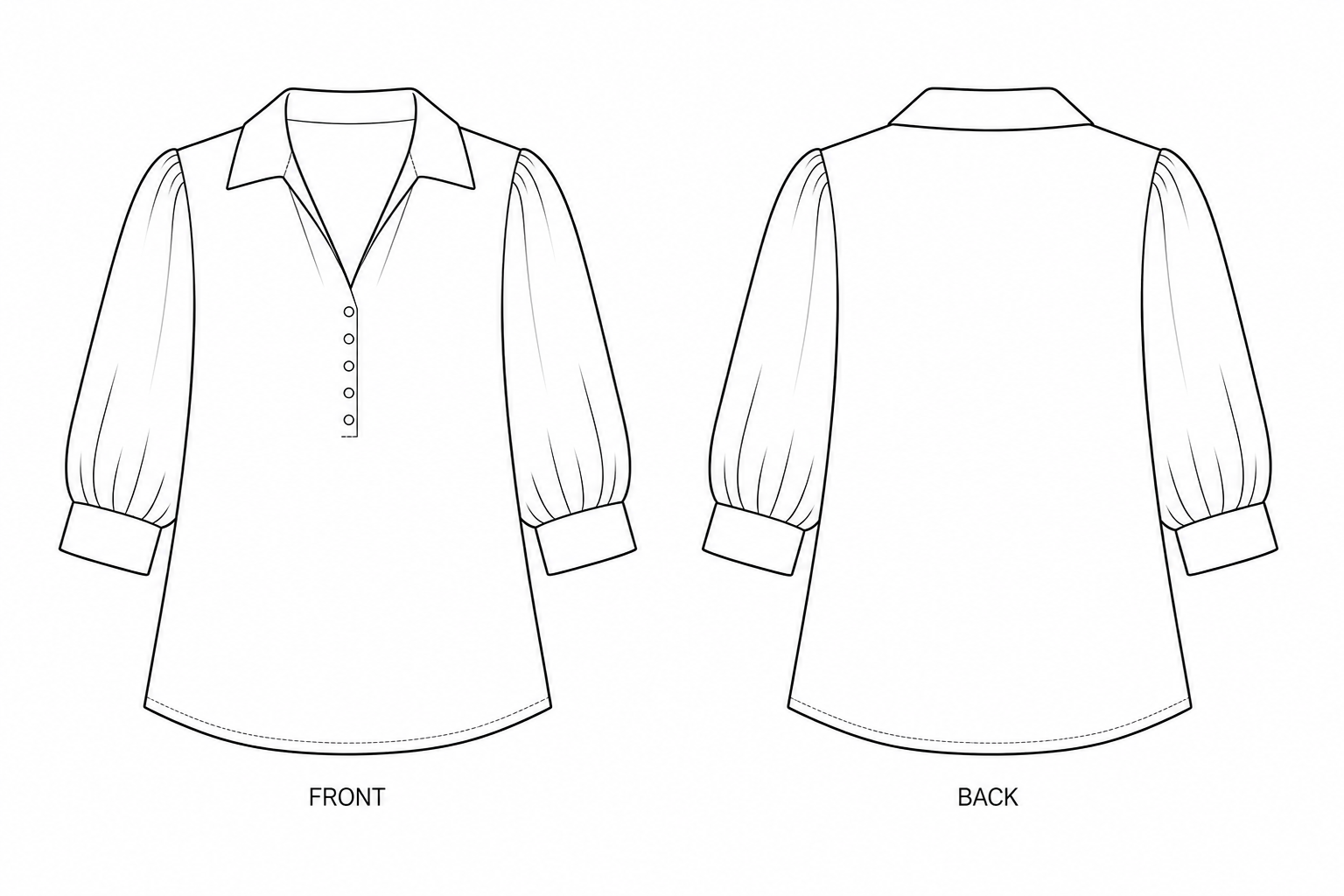 pattern-1443 front and back technical drawing