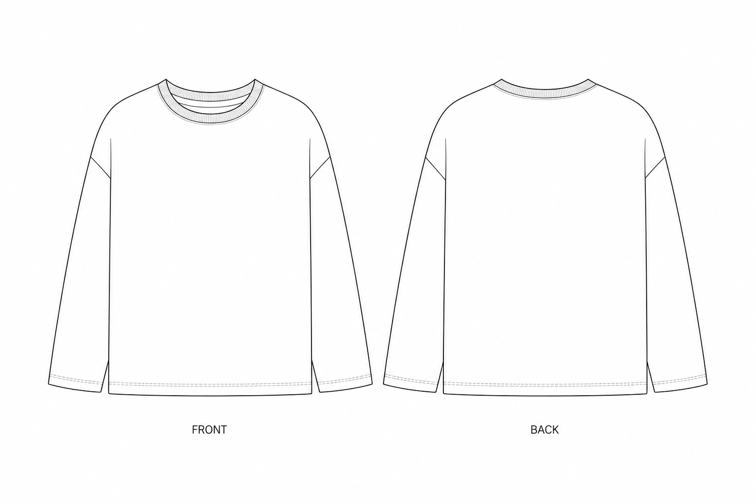 149 T-shirt Sewing Pattern front and back technical drawing