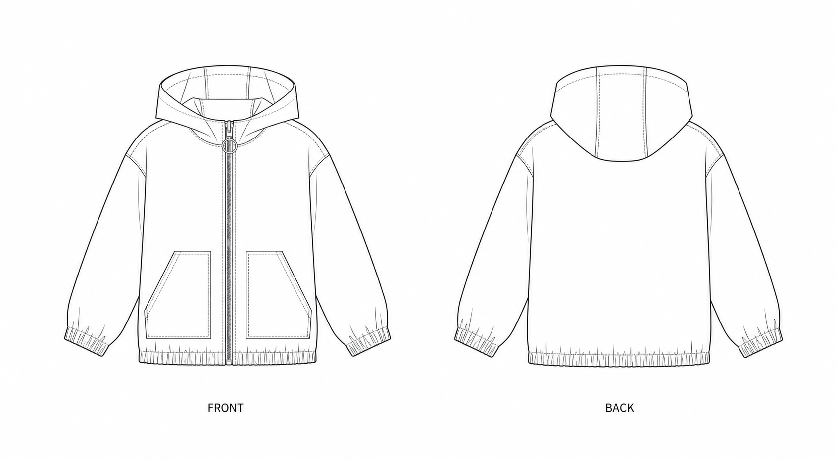154 Coat Sewing Pattern front and back technical drawing