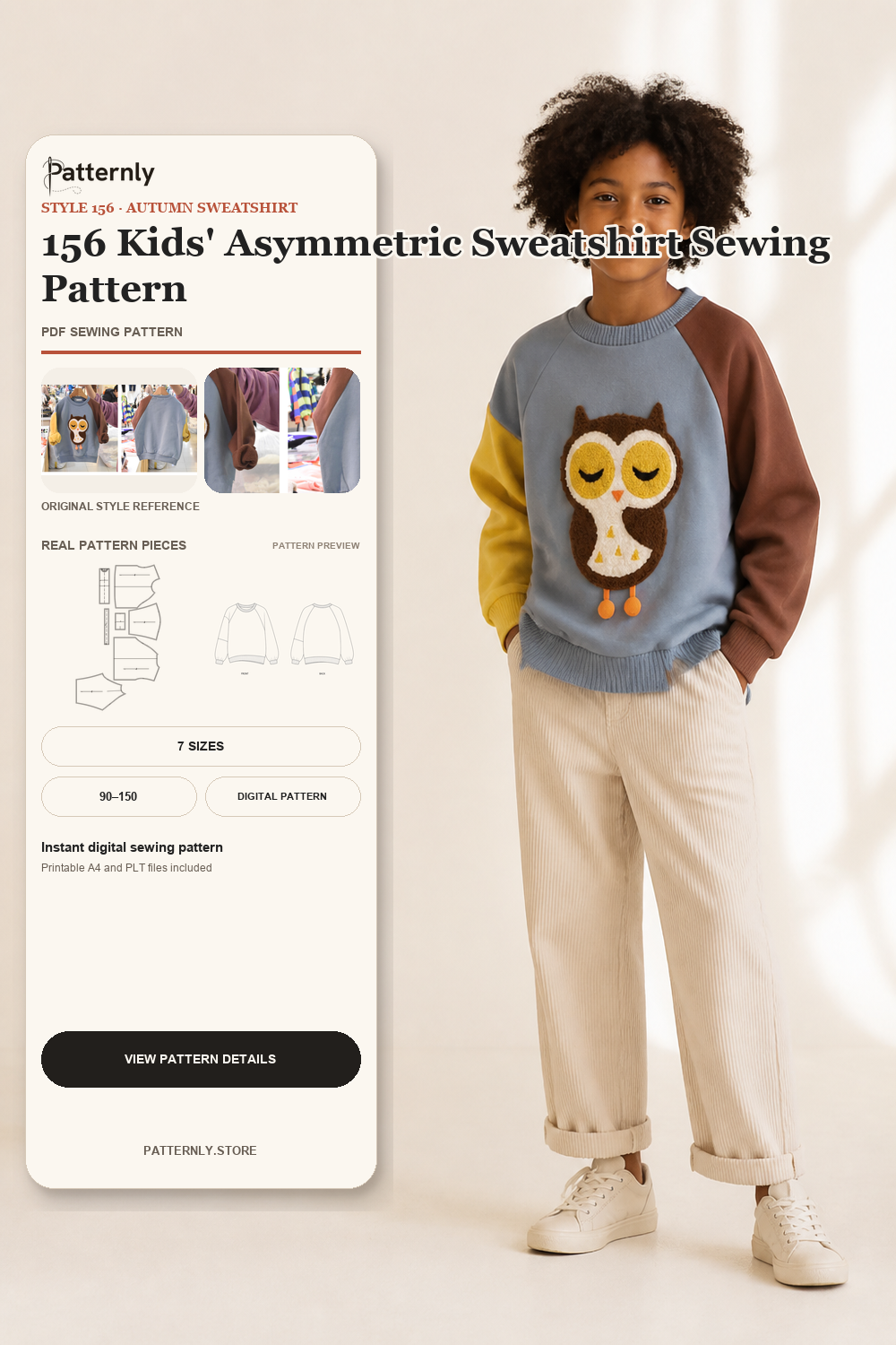 156 Kids' Asymmetric Sweatshirt Sewing Pattern cover