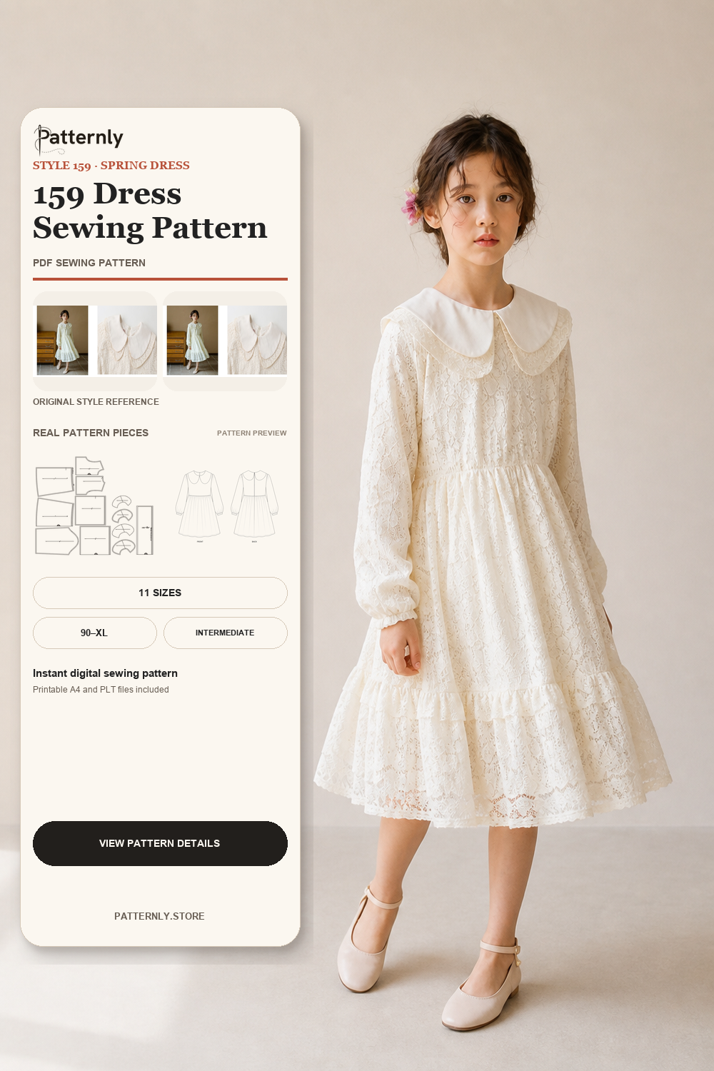Peter Pan Collar Princess Dress Sewing Pattern 159 cover