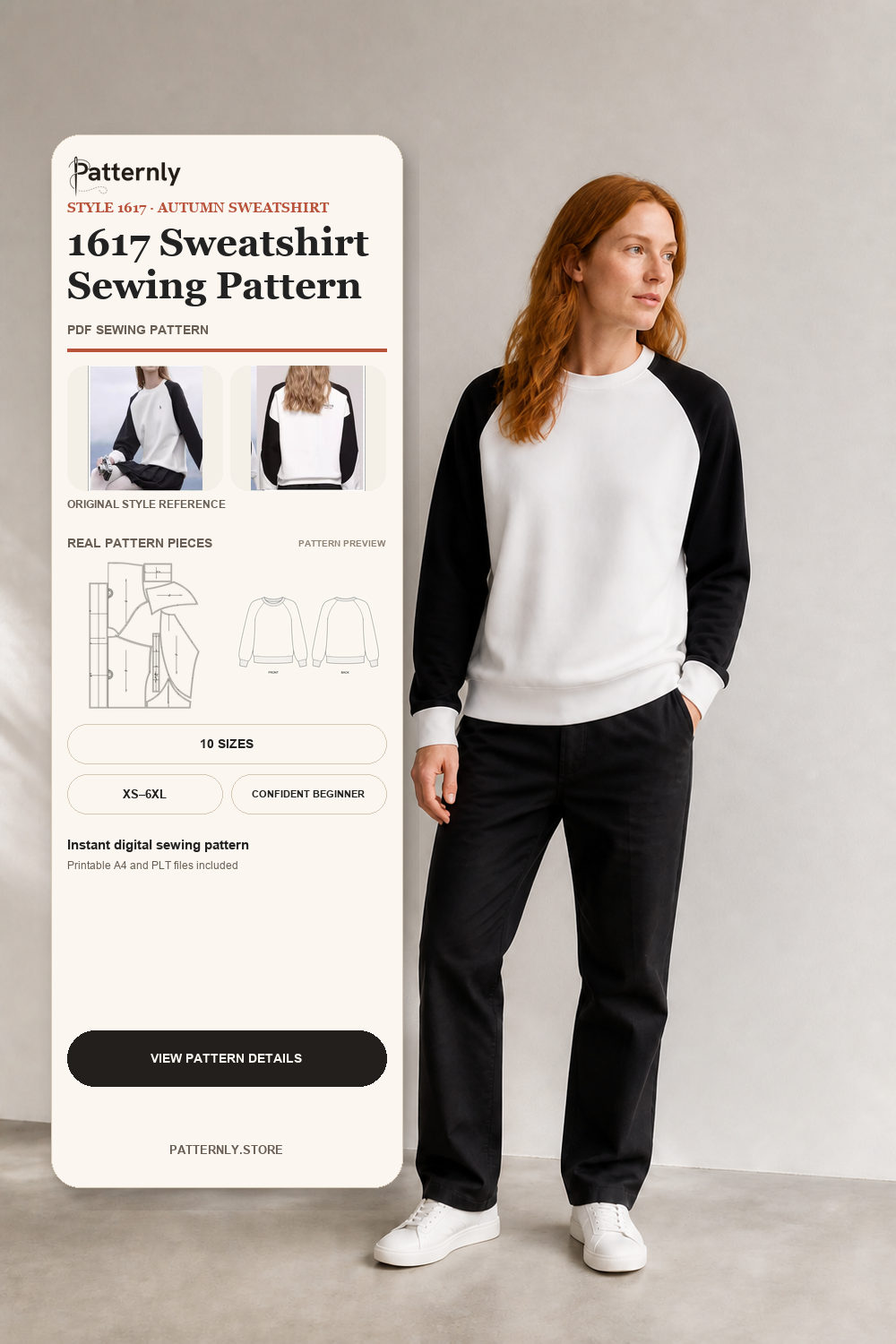 Casual Crew-Neck Sweatshirt Sewing Pattern 1617 cover