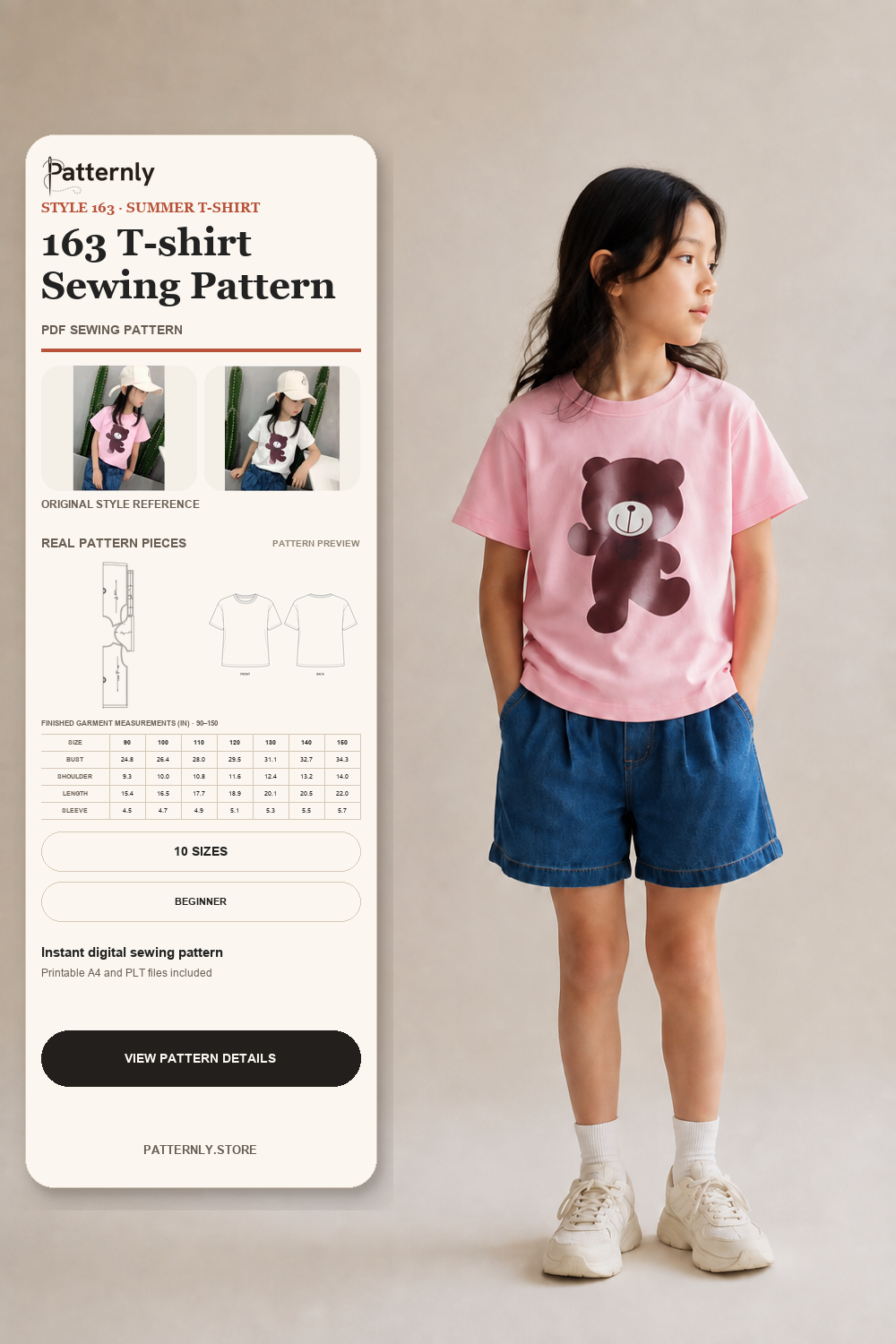 Basic Short-Sleeve T-Shirt Sewing Pattern 163 cover