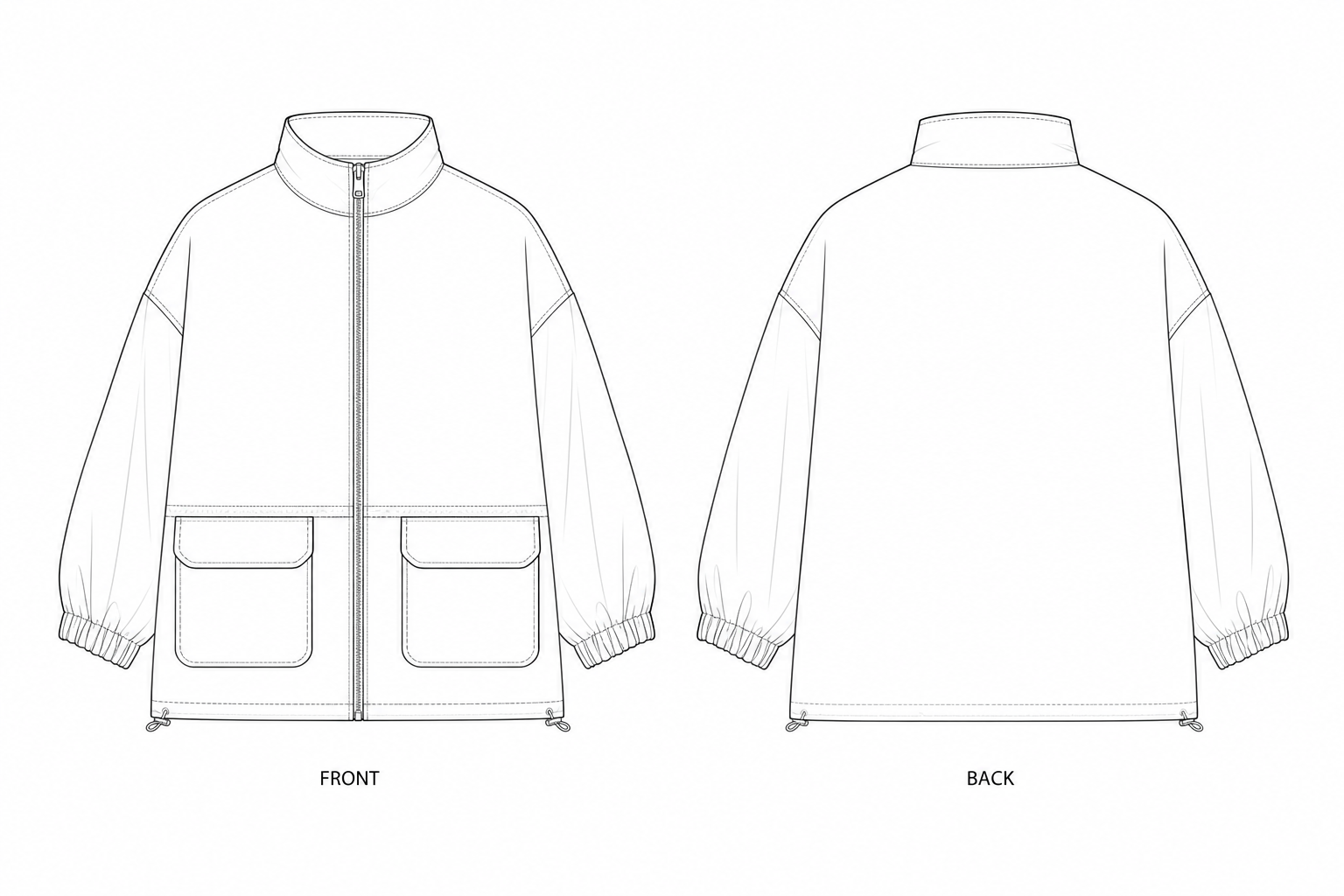 180 Top Sewing Pattern front and back technical drawing