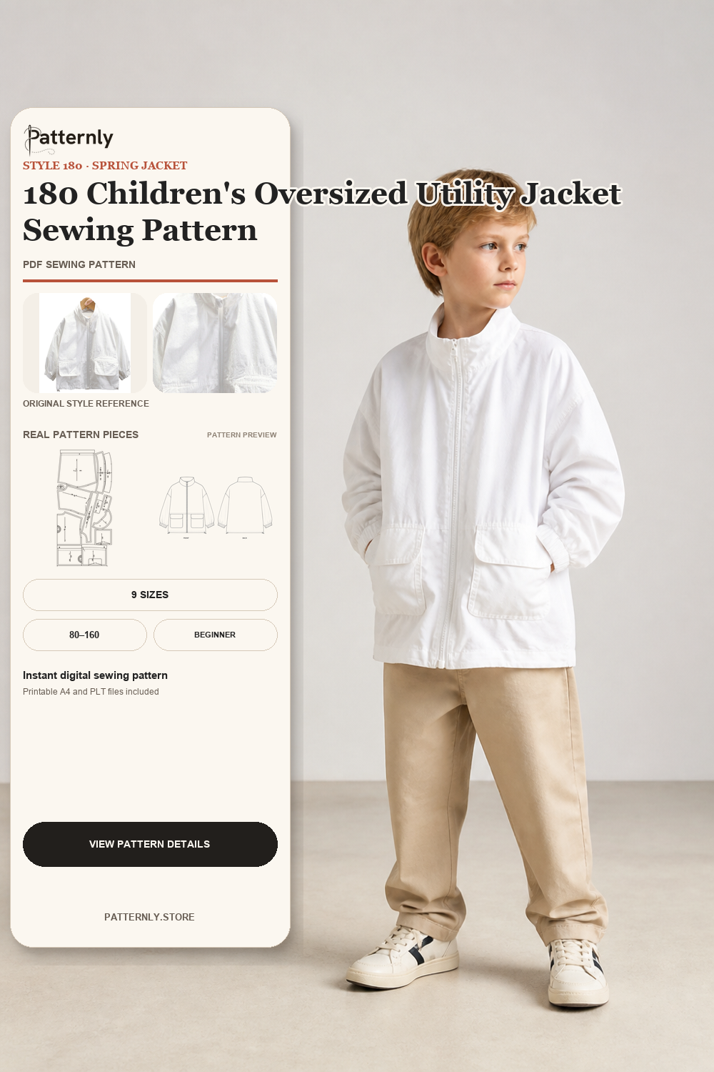 180 Children's Oversized Utility Jacket Sewing Pattern cover