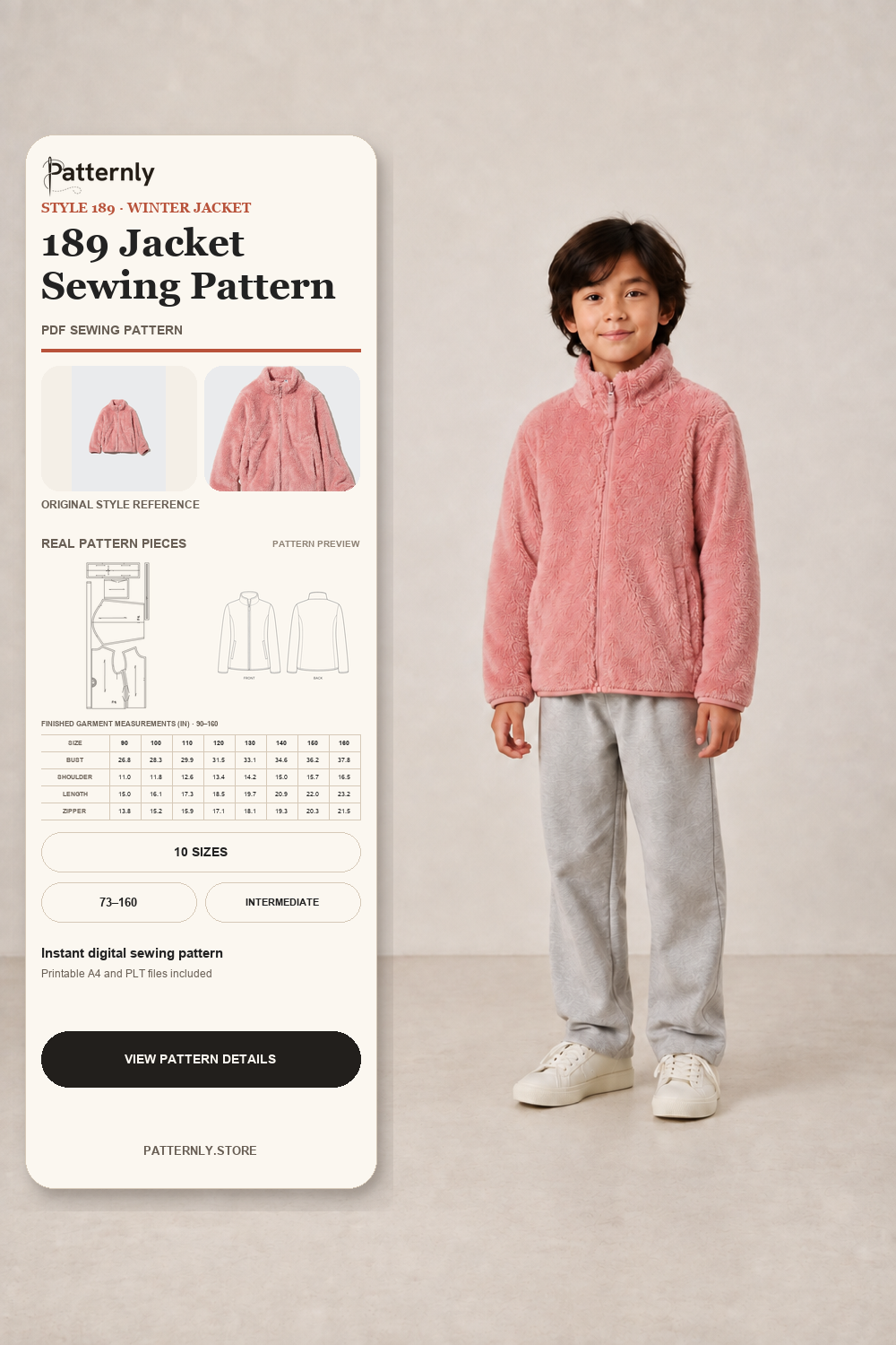 Fleece Jacket Sewing Pattern 189 cover