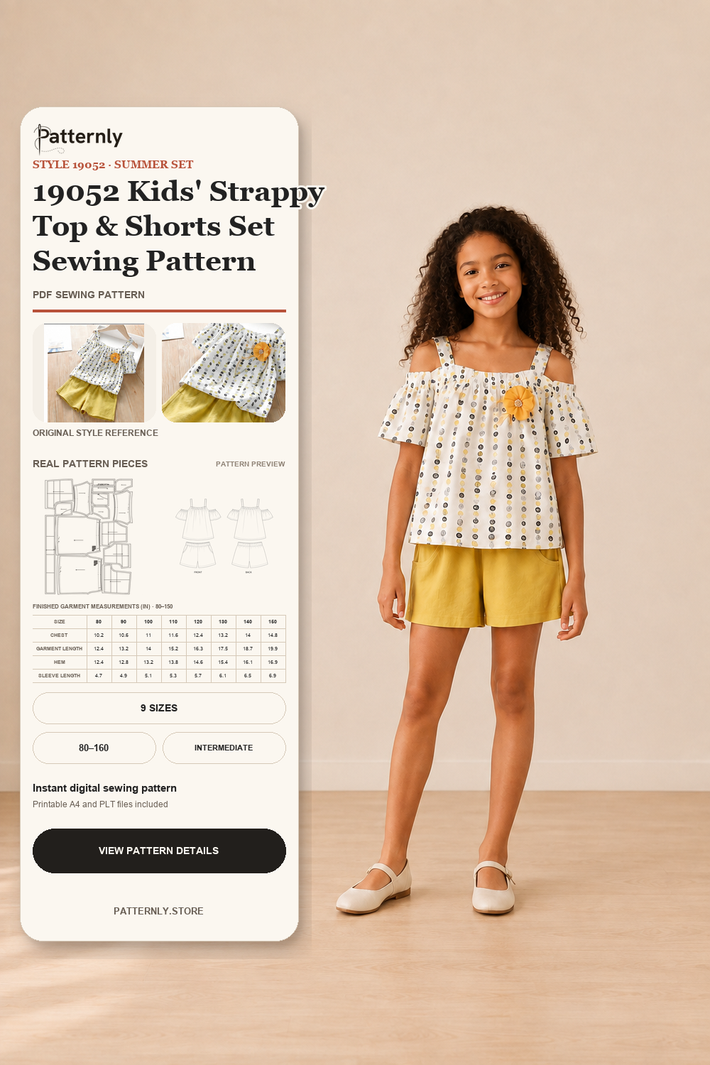 19052 Kids' Strappy Top & Shorts Set Sewing Pattern