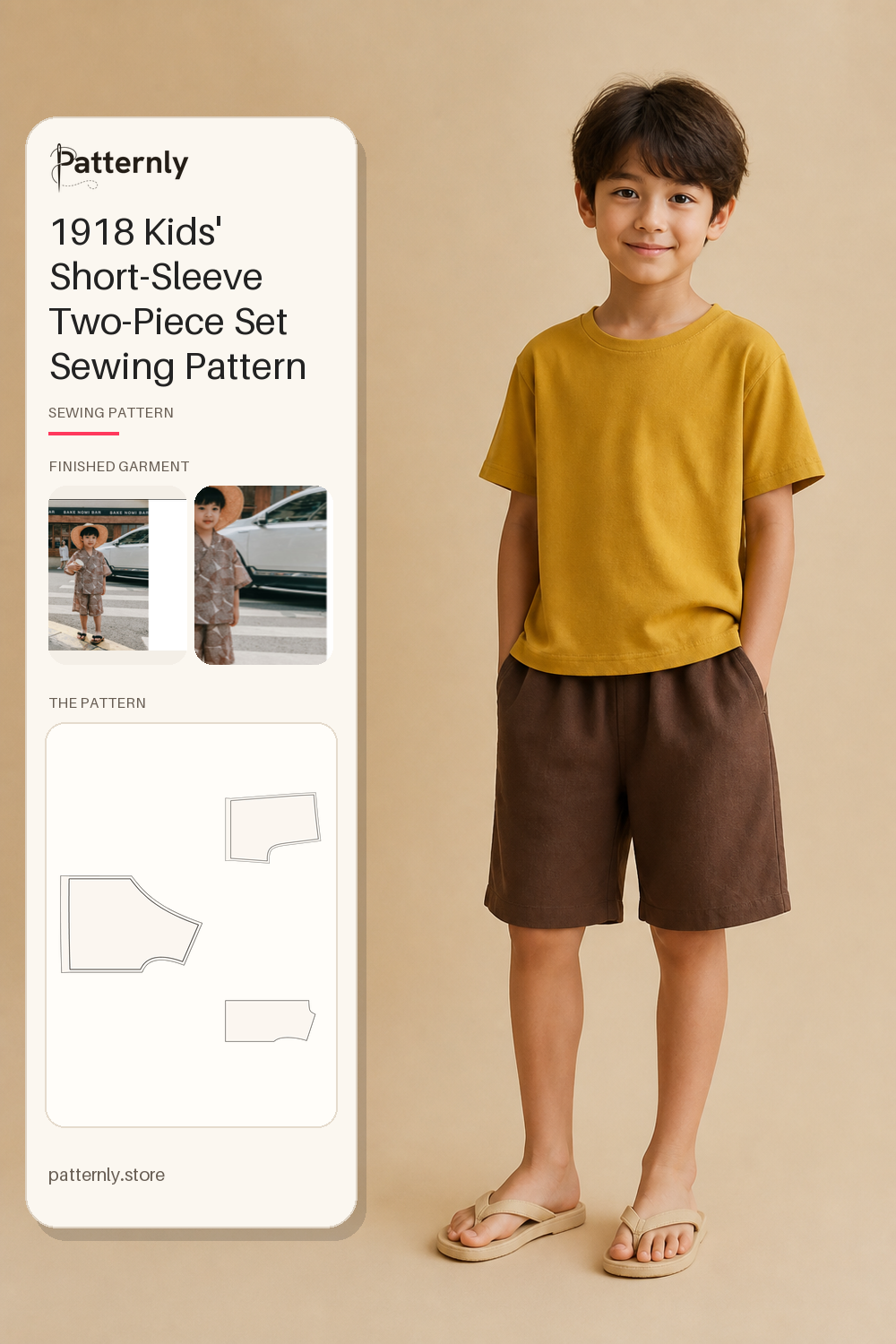 1918 Kids' Short-Sleeve Two-Piece Set Sewing Pattern cover