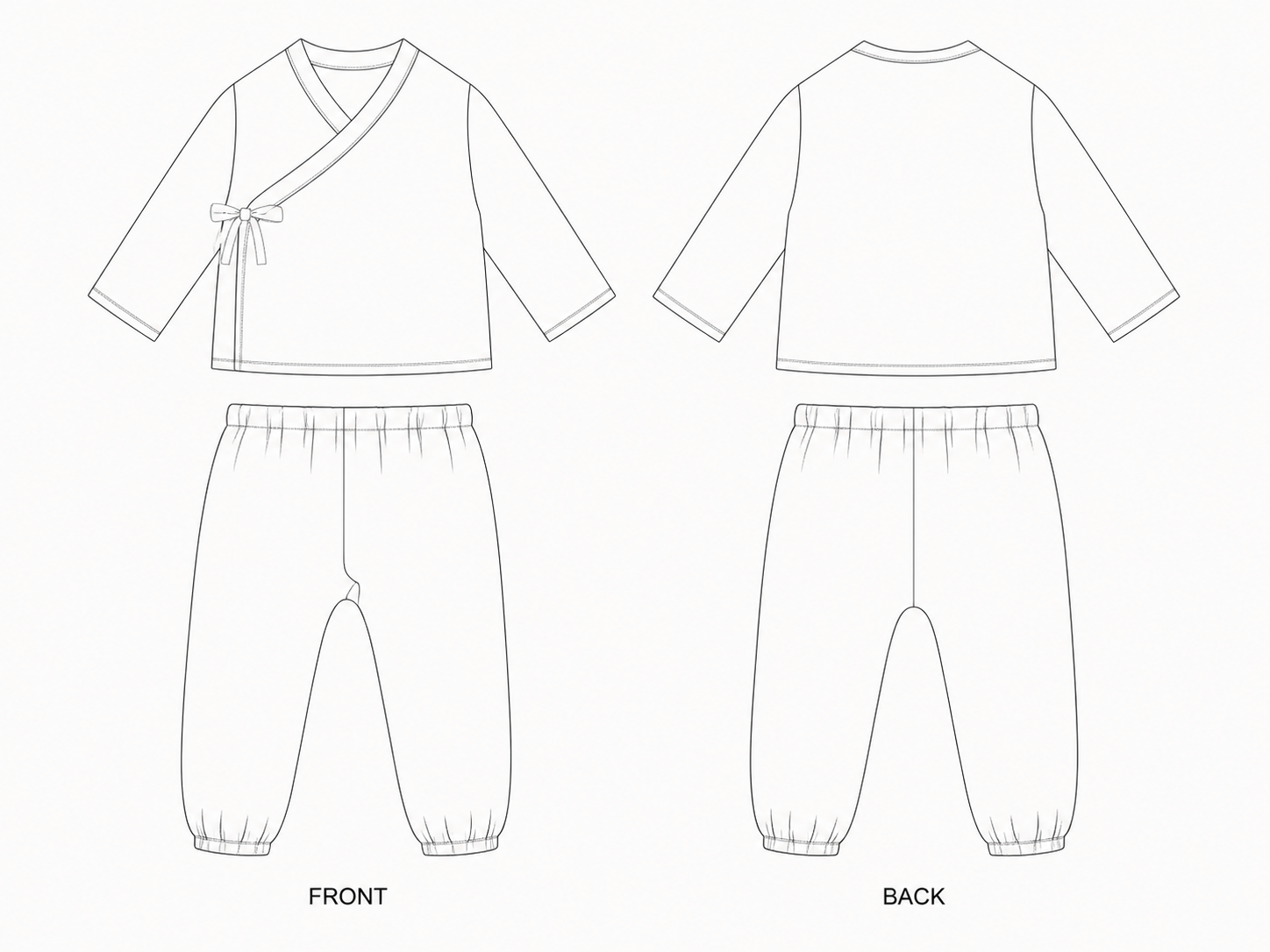 pattern-1996 front and back technical drawing